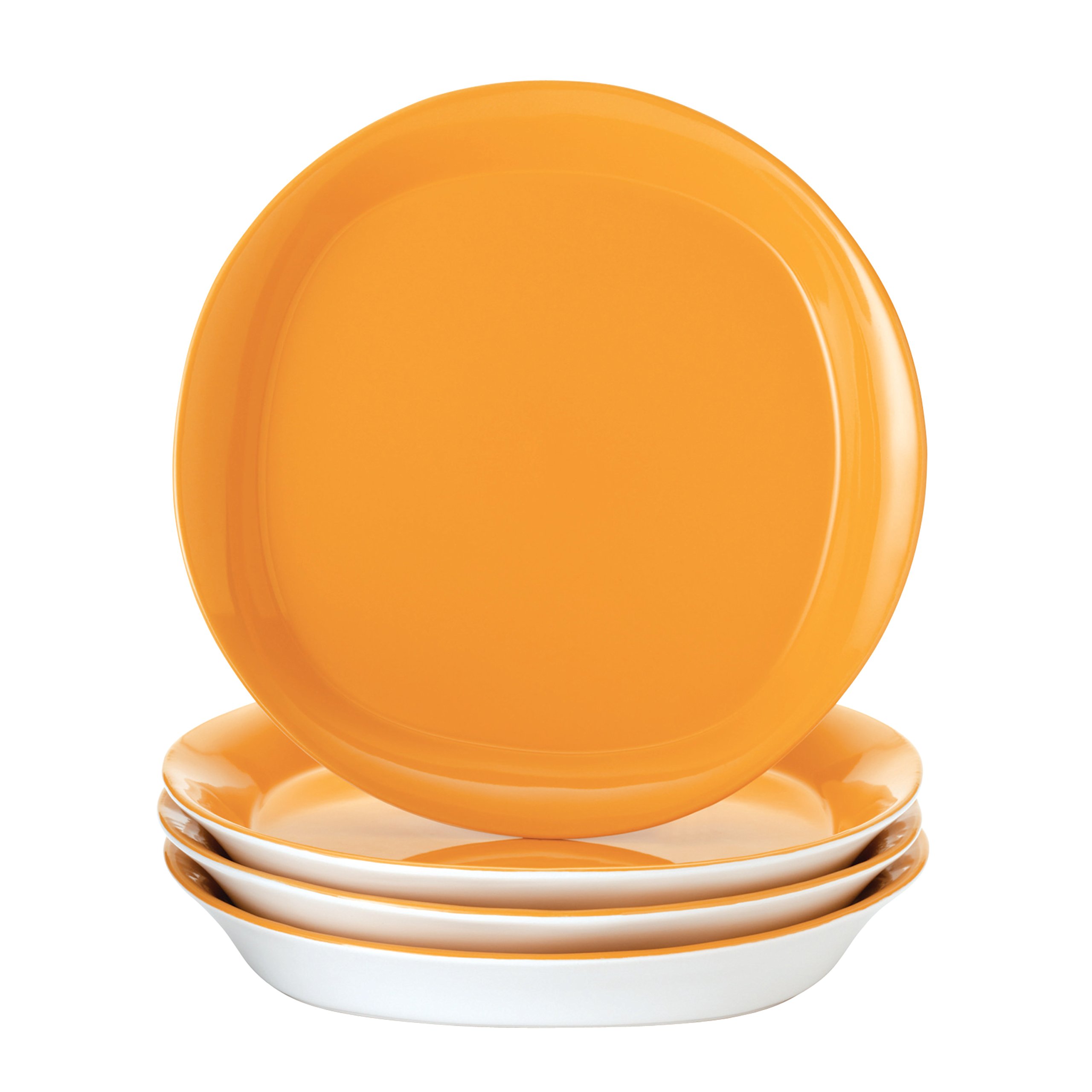 Rachael Ray 4-Piece Stoneware Salad Plate Set - Round & Square Dishes for Appetizers, Desserts & Salads - Durable Yellow Dinnerware for Everyday Use & Entertaining