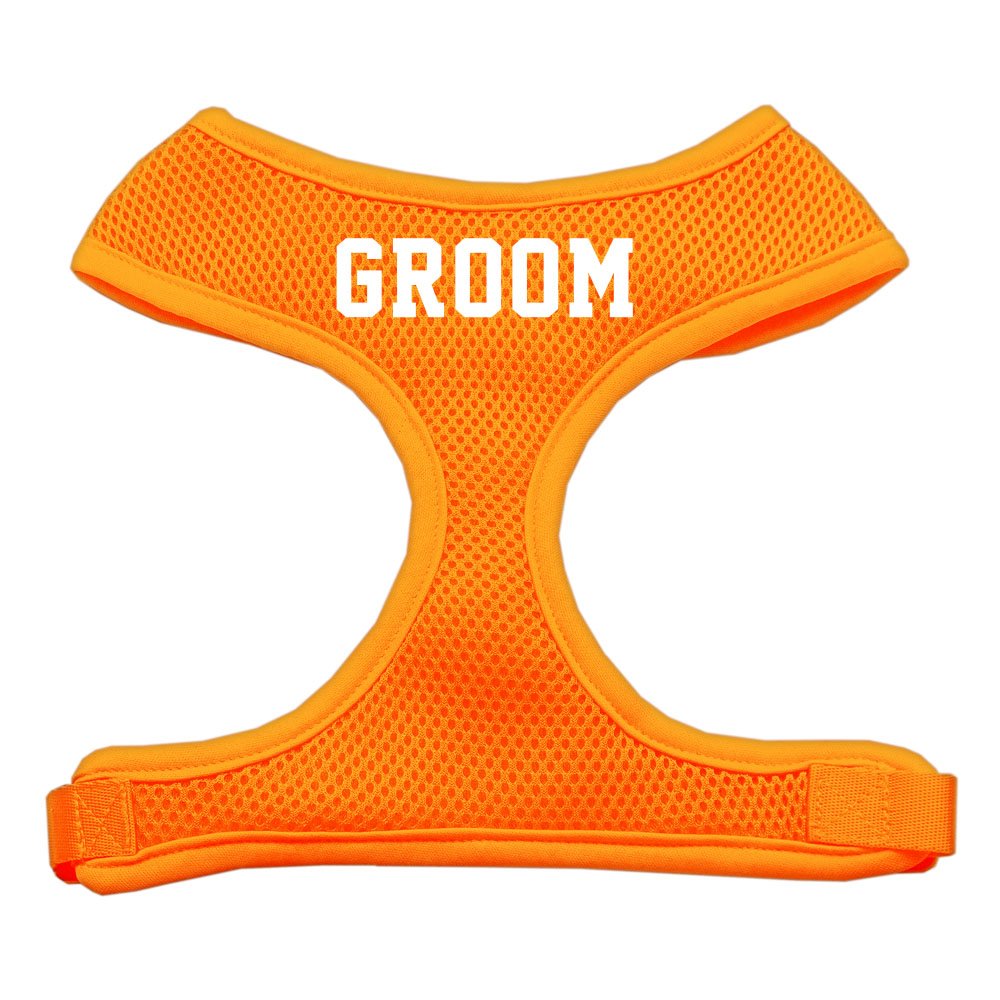 Soft Mesh Dog Harness with Groom Screen Print - Orange, Large Size - Perfect for Walking, Training & Outdoor Adventures