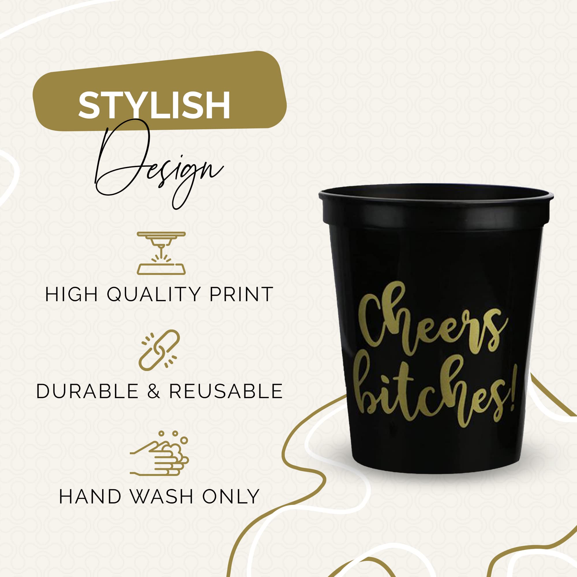 Cheers Bitches Bachelorette Party Cups - Set of 12 Plastic Drinking Glasses for Girls Night, Bridal Shower, Birthday Celebrations, Bachelorette Decor & Galentines Day - Perfect for Cocktails, Wine & Party Decorations