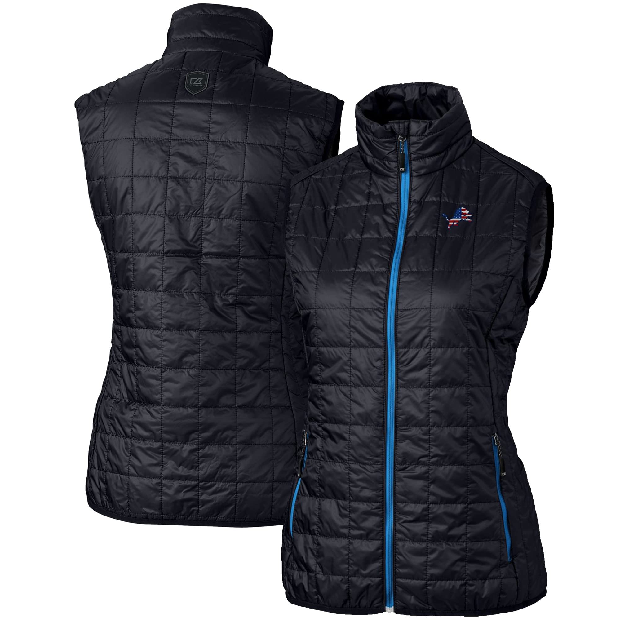 Cutter & Buck Women's NFL Rainier Primaloft Eco Full-Zip Puffer Vest - Lightweight Insulated Jacket for Outdoor Sports & Cold Weather