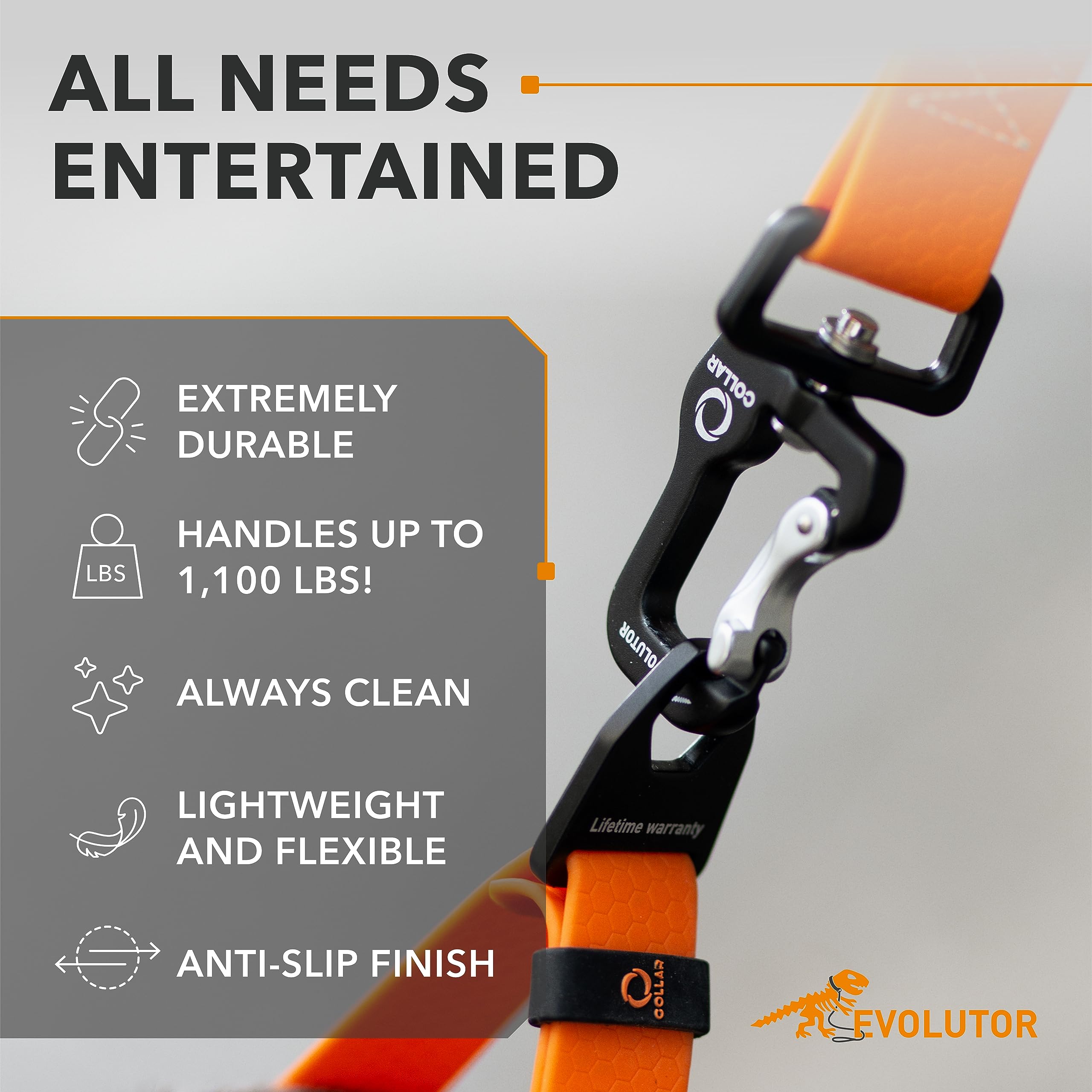 COLLAR Evolutor Extra Heavy Duty 10 Ft Dog Leash - Durable & Strong Leash for Large, Medium & Small Breed Dogs - Reflective Walking Pet Leash (Orange) - Perfect for Training, Hiking & Outdoor Adventures