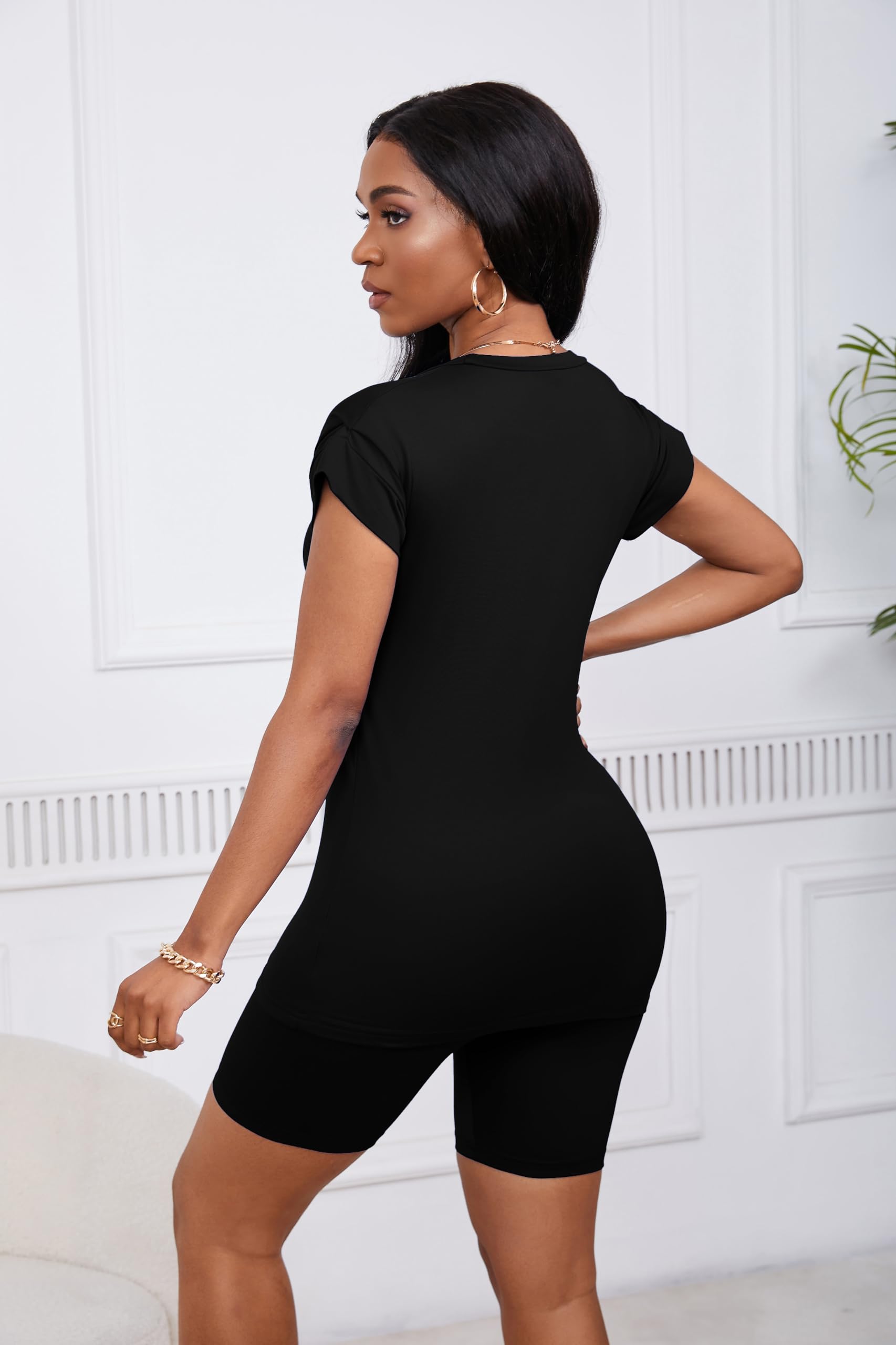 PINSV Women's 2-Piece Workout Outfit - Summer Biker Shorts & Jogger Set | Yoga, Gym & Lounge Wear | Perfect for Running, Fitness & Casual Street Style