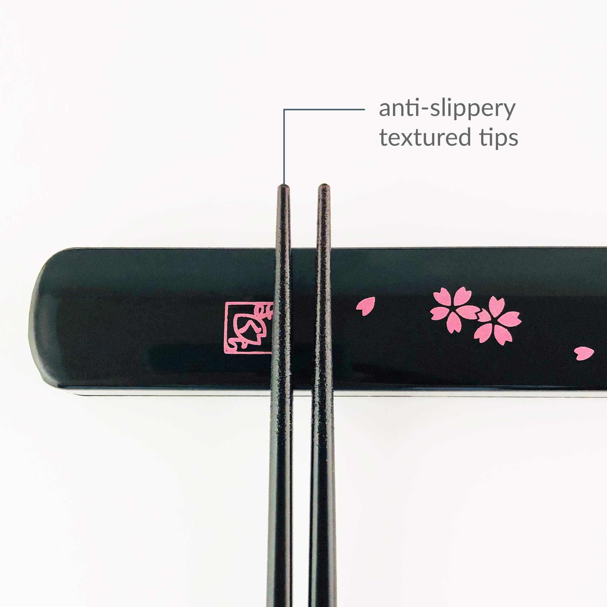 JapanBargain 3643 - Reusable Bamboo Travel Chopsticks Set with Case | Chinese, Korean, Japanese Style Utensil | Dishwasher Safe | Sakura Cherry Blossom Pattern | Perfect for Asian Cuisine, Picnics, Camping & Office Lunch
