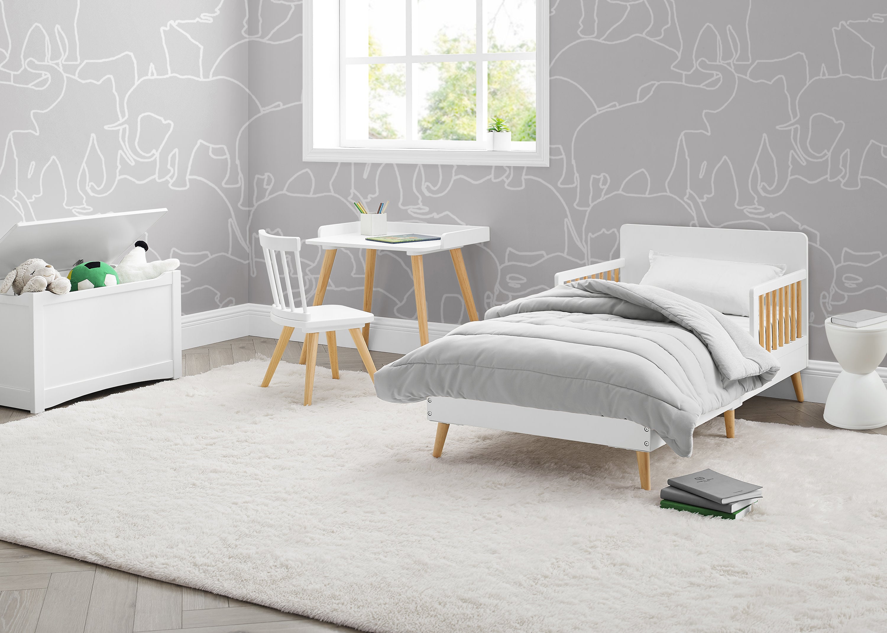 Logan Wood Toddler Bed - Solid Wood Convertible Crib for Kids, Safe & Sturdy Baby Bed for Boys & Girls - Perfect for Nursery, Daycare & First Big Kid Bed