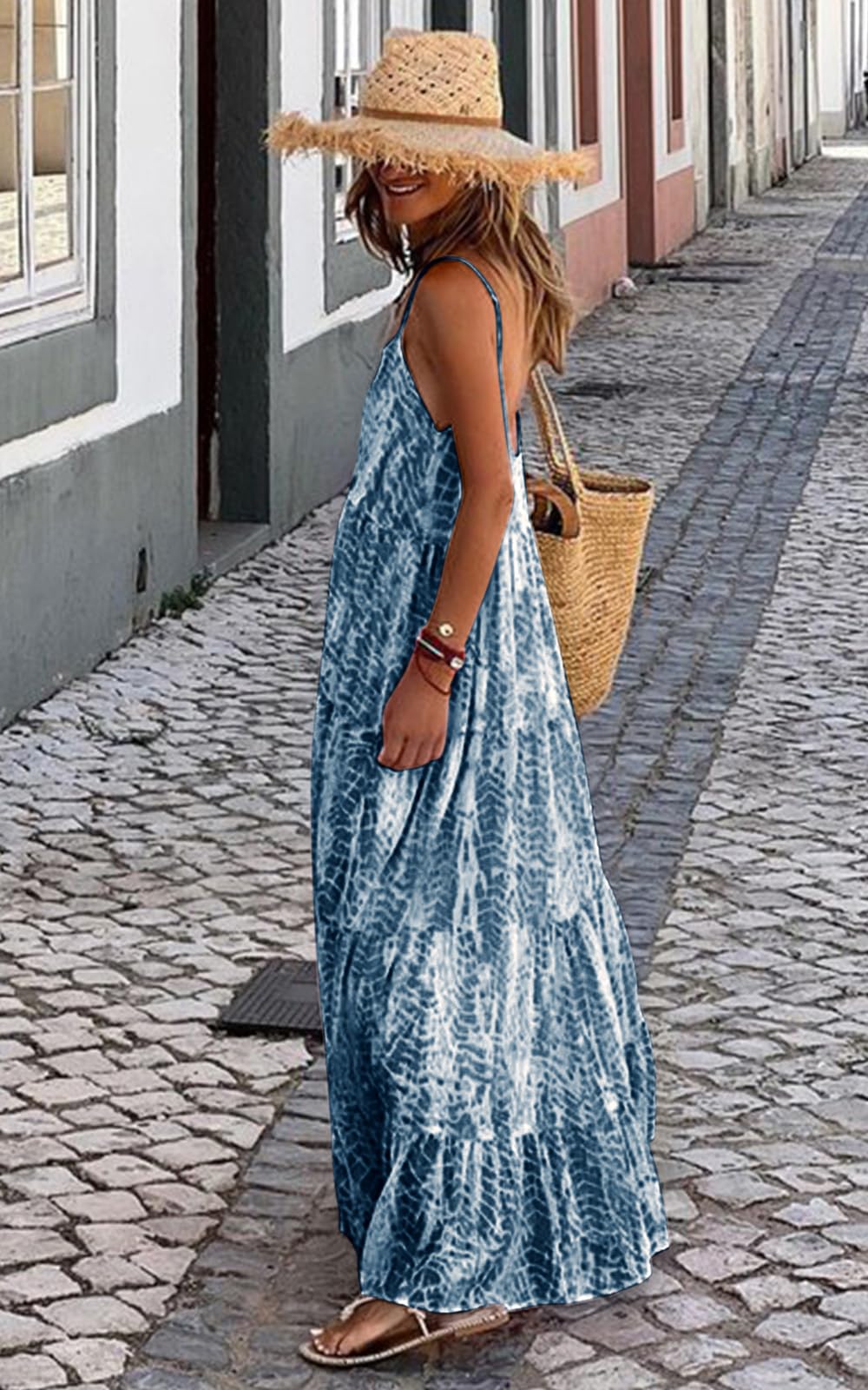 PRETTYGARDEN Women's Floral Maxi Dress 2025 - Spaghetti Strap Summer Sundress with Pockets, Boho Long Dress for Beach, Vacation & Outdoor Parties