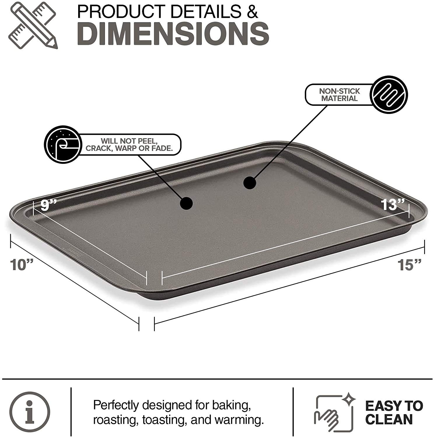 Premium Nonstick Baking Sheet 10x15 Inch - Heavy Duty Steel, Oven Safe, Rust & Scratch Resistant - Perfect for Cookies, Pastries, Bread & Pizza - Ideal for Home Baking, Commercial Kitchens & Restaurant Use