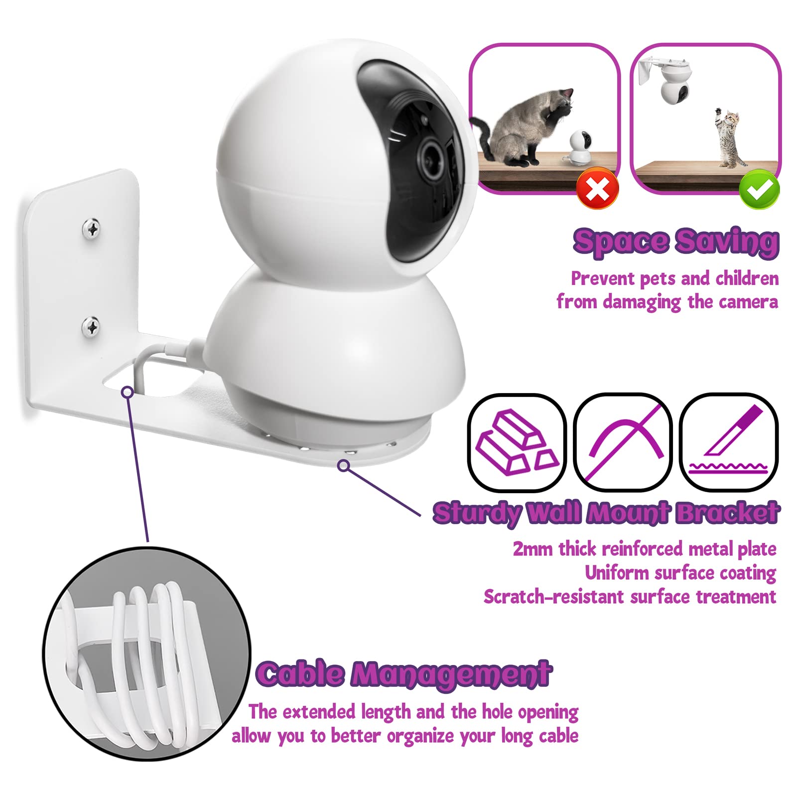 Tapo Surveillance Camera Wall/Ceiling Mount Bracket - Heavy Duty Metal Adjustable Mount for TP-Link Tapo Indoor Security Cameras - Perfect for Home, Office & Garage Security Monitoring