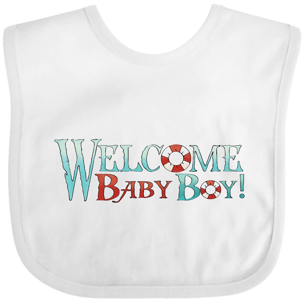 Inktastic Nautical Welcome Baby Boy Bib - Soft Cotton Drool Bib for Newborns & Infants - Perfect for Feeding, Teething & Photo Shoots