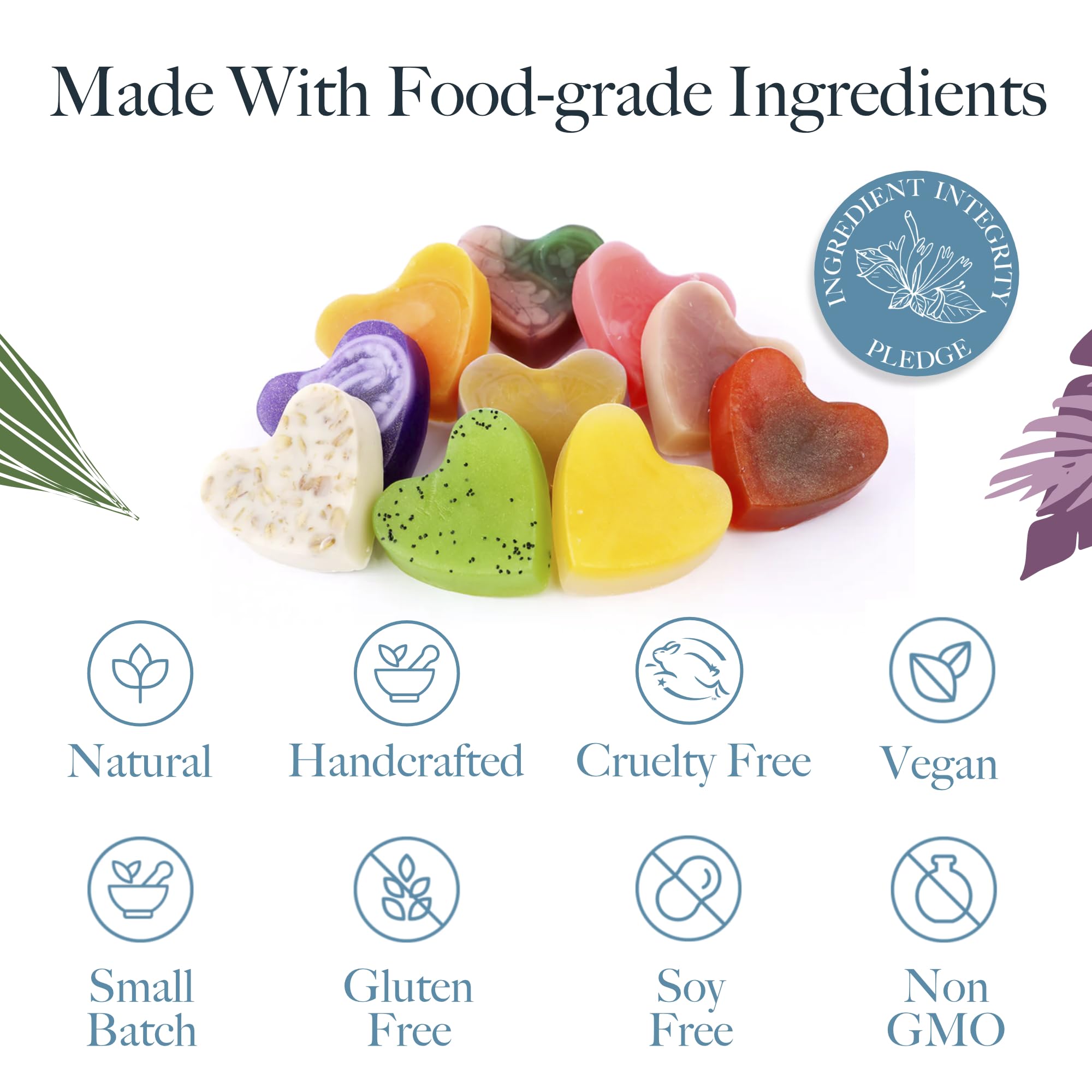 Saavy Naturals Organic Heart Shaped Soap Gift Set - 10 Pack Vegan Scented Soap Bars (1.2 Oz Each) for Body Wash & Hand Care | Made in USA | Perfect for Valentine's Day Gifts, Wedding Favors & Self-Care Pampering
