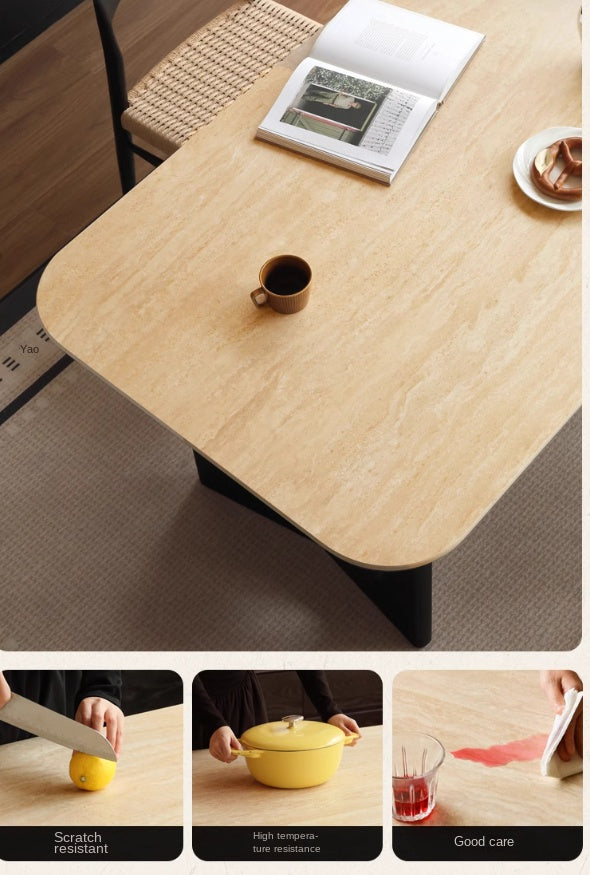 Solid Oak Wood Medieval Style Rock Plate Retro Dining Table - Rustic Farmhouse Kitchen & Dining Room Furniture for Home Decor