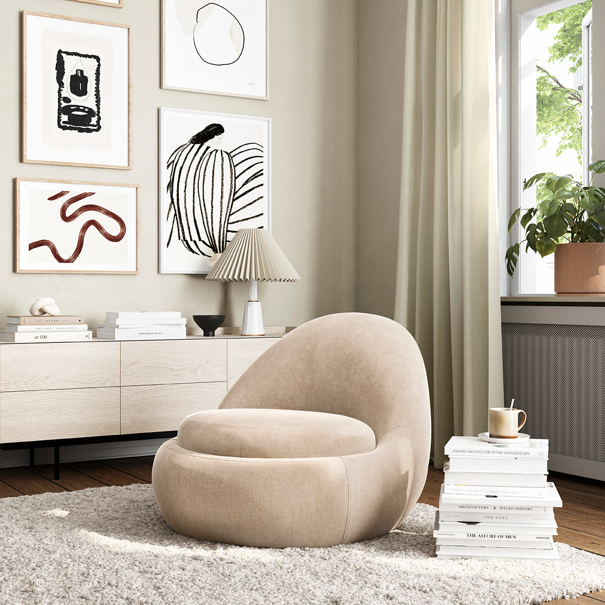 Babette Fabric Swivel Armchair - Modern Living Room Accent Chair with 360° Rotation | Perfect for Home Office, Lounge & Reading Nook
