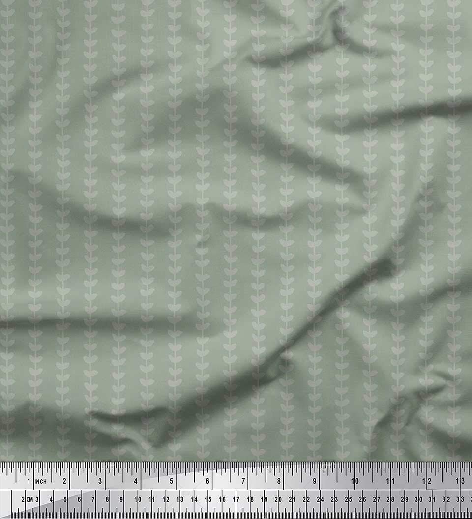 Soimoi 100% Cotton Jersey Fabric by The Yard - 58 Inch Wide Green Stripe & Leaves Printed Fabric for DIY Clothing, Dresses, and Home Decor - Soft Breathable Material for Sewing Projects