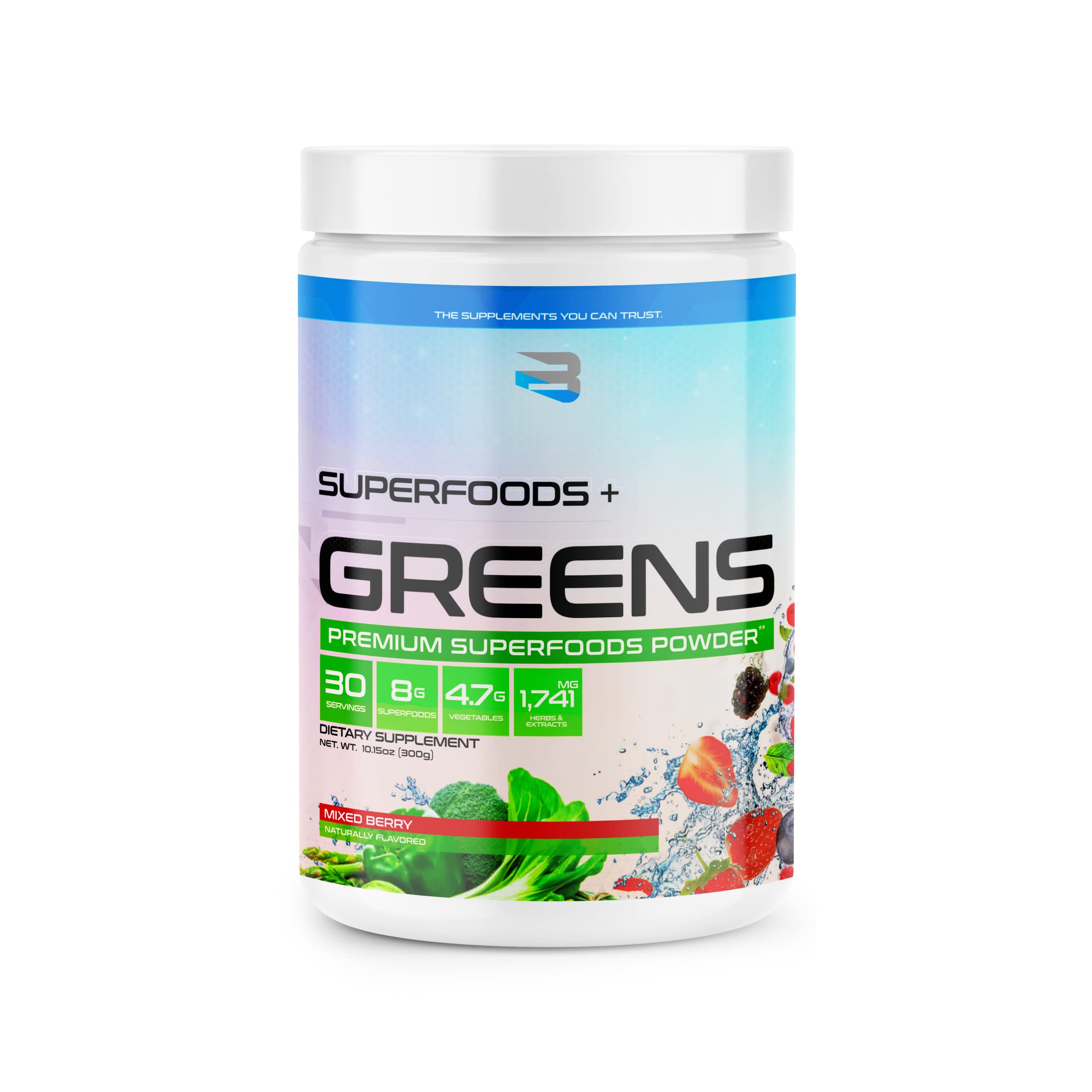 Superfoods & Greens Powder Supplement - Mixed Berry Flavor | Antioxidant Rich, Energy Boosting | Perfect for Smoothies, Shakes & Daily Wellness