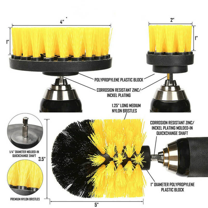 Multi-Surface Power Scrubber Cleaning Kit (3-Piece Set) - Electric Cleaning Brush for Bathroom, Kitchen, Tile, Grout & Car Detailing - Rechargeable Deep Cleaning Tools with 3 Brush Heads