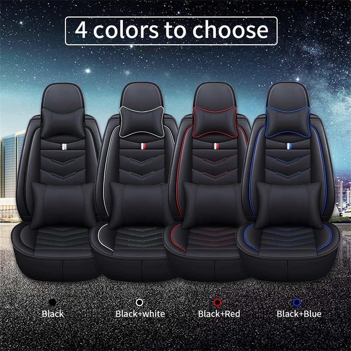 2003-2021 Toyota Highlander 5-Seat Car Seat Covers - Premium Faux Leather Waterproof Seat Protectors (Black & Blue) for Comfort & Luxury - Perfect for Road Trips, Daily Commutes & Family Travel