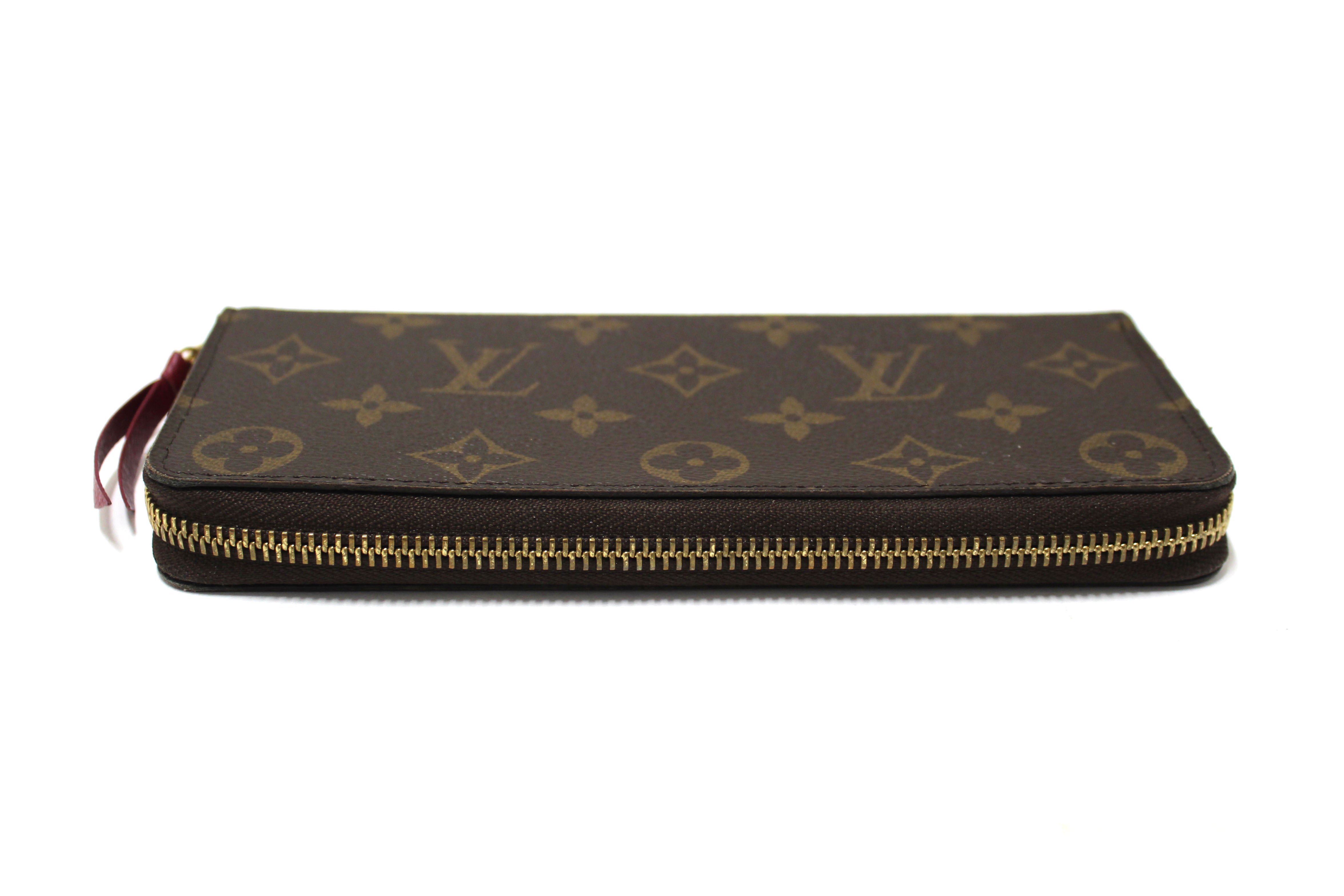 Authentic Louis Vuitton Monogram Canvas Wallet - Women's Fuchsia Clemence Zip Around Wallet with Multiple Card Slots & Coin Pocket - Perfect for Everyday Use, Travel & Gift Giving