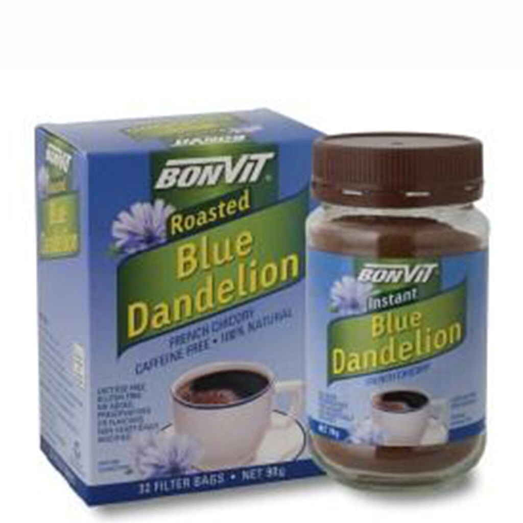 Organic Bonvit Roasted Blue Dandelion Root & French Chicory Herbal Tea - Caffeine-Free Detox Drink for Liver Support & Digestion - Perfect for Morning Wellness Routine or Evening Relaxation