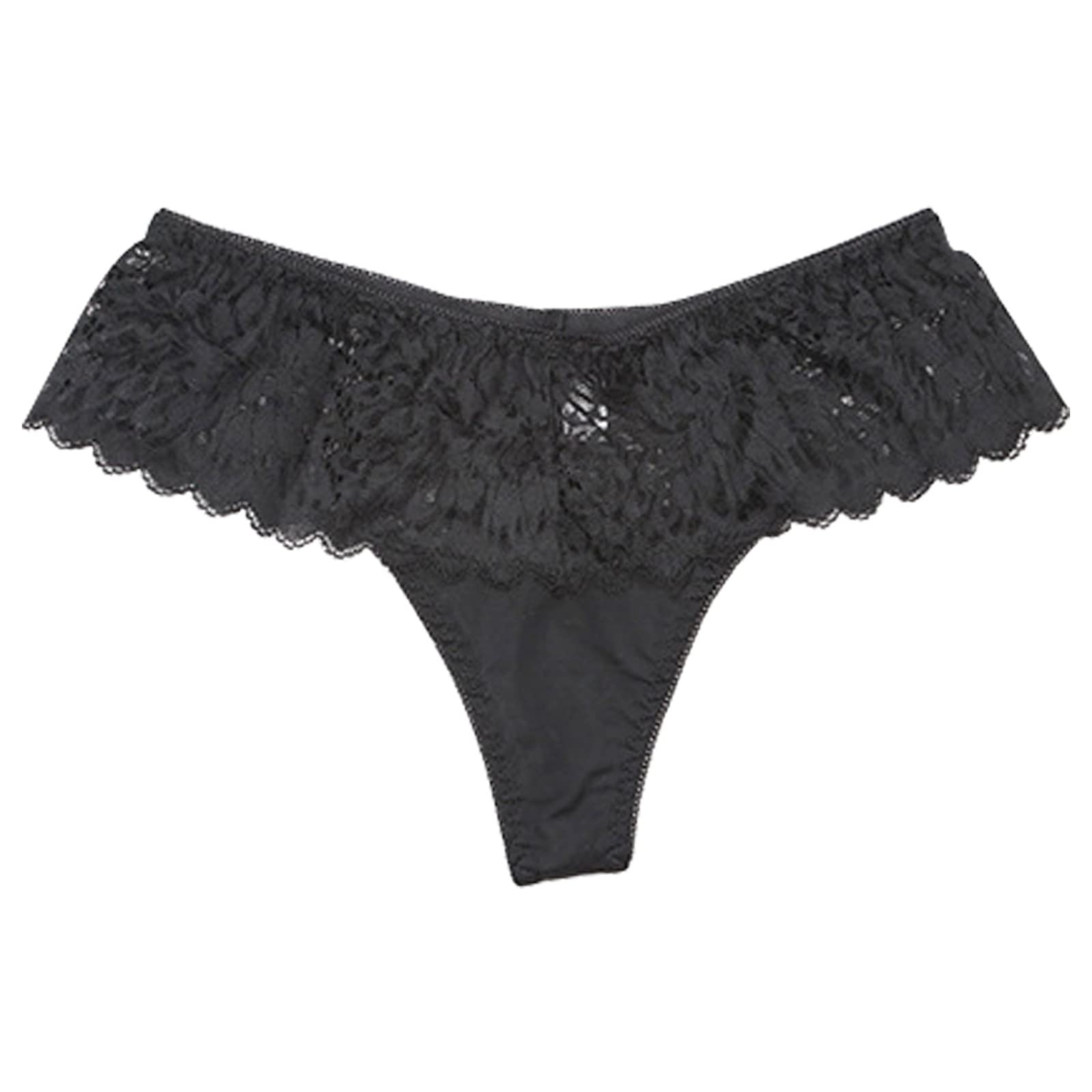 Sexy Lace Stitching Thong Panties - Low Waist Hollow Out Silk Seamless Underwear for Women - Patent Leather Lingerie (Black, Medium) - Perfect for Date Night & Boudoir Photography
