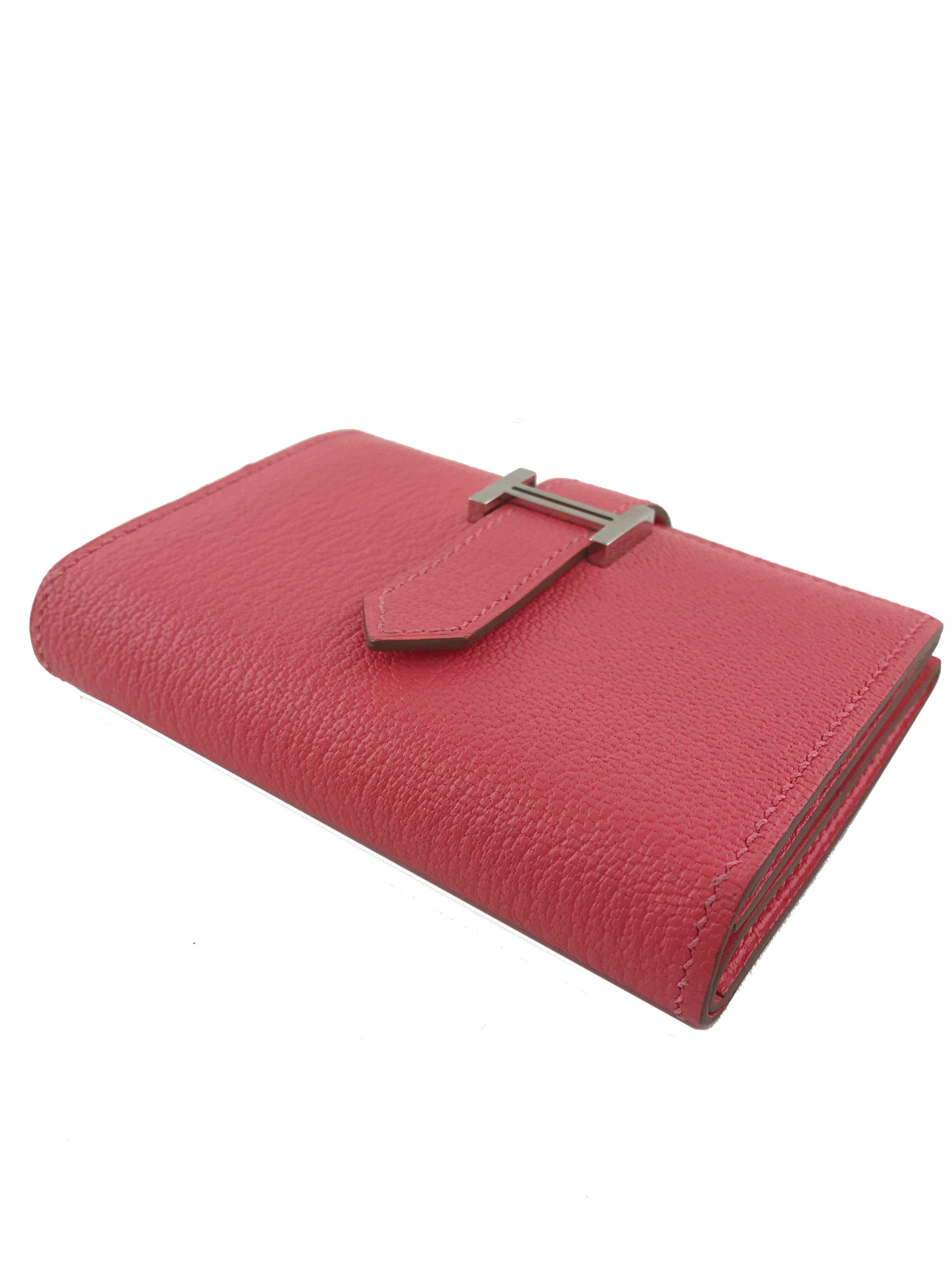 Hermes Chevre Mini Compact Bearn Card Holder Wallet - Luxury Leather Credit Card Case for Women - Perfect for Everyday Use, Travel & Gifting