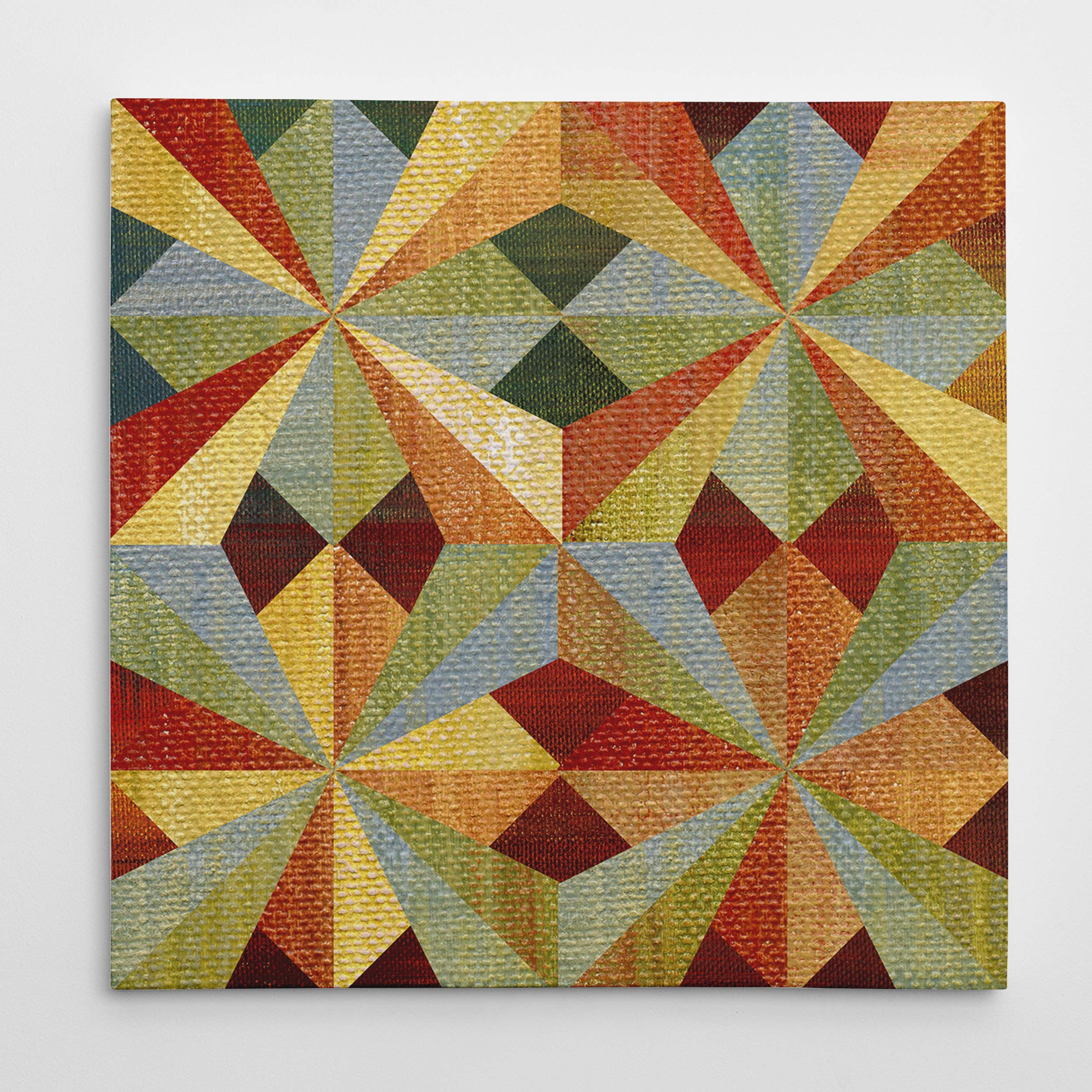 Kaleidoscope Quilt I Gallery Wrapped Canvas Wall Art - Modern Home Decor for Living Room, Bedroom & Office - 16x16 Inches - Perfect for Gifts & Interior Design