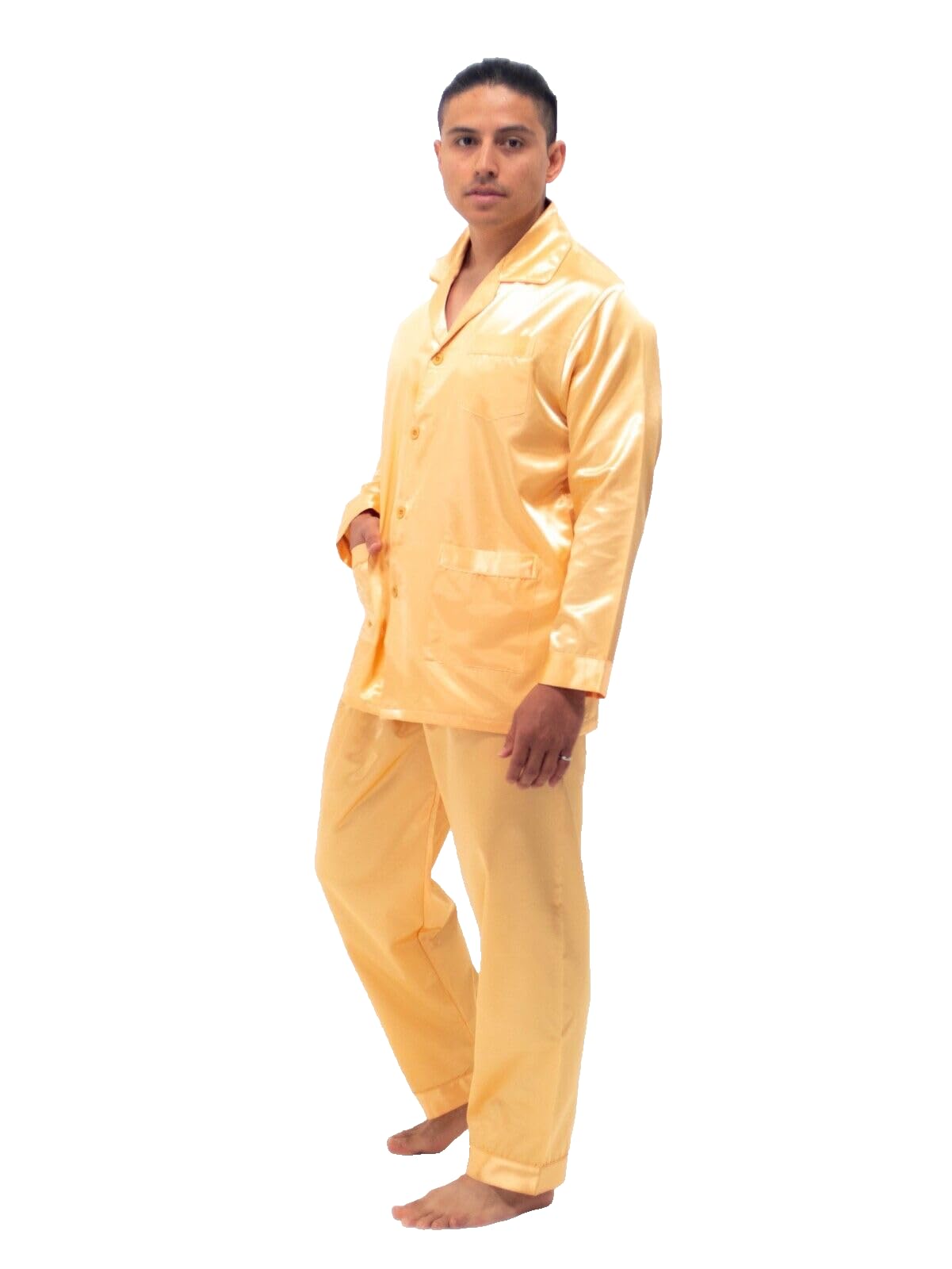 Men's Brushed Back Satin Pajama Set - Soft & Comfortable Sleepwear for Lounge & Nighttime Relaxation - Perfect for Home, Travel & Gift Giving