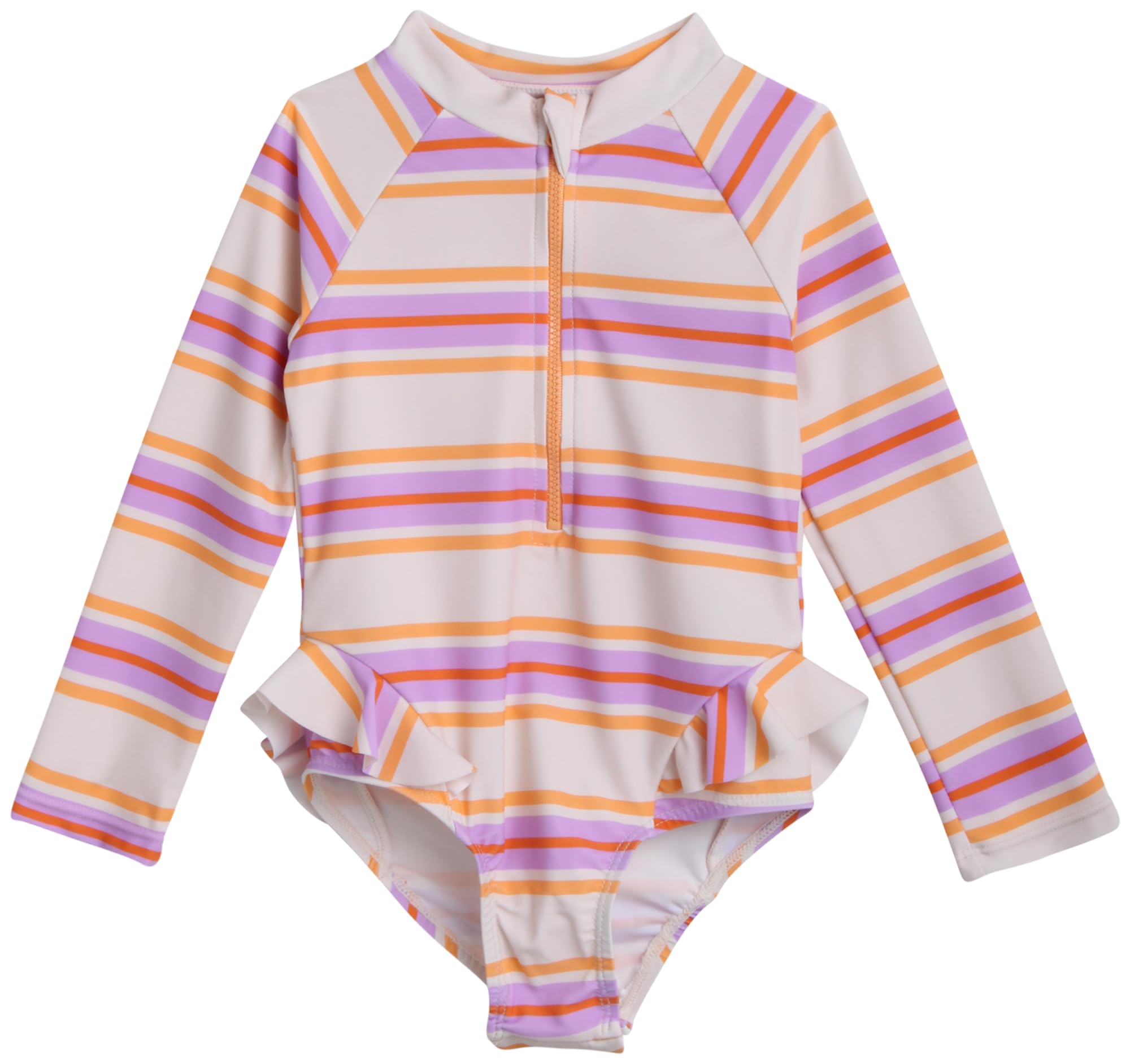 Jessica Simpson UPF 50+ Quick Dry Long Sleeve Baby Girls' Rashguard Swimsuit - Sun Protection One Piece Bathing Suit for Toddlers 12M-4T | Beach, Pool & Water Play Outfit