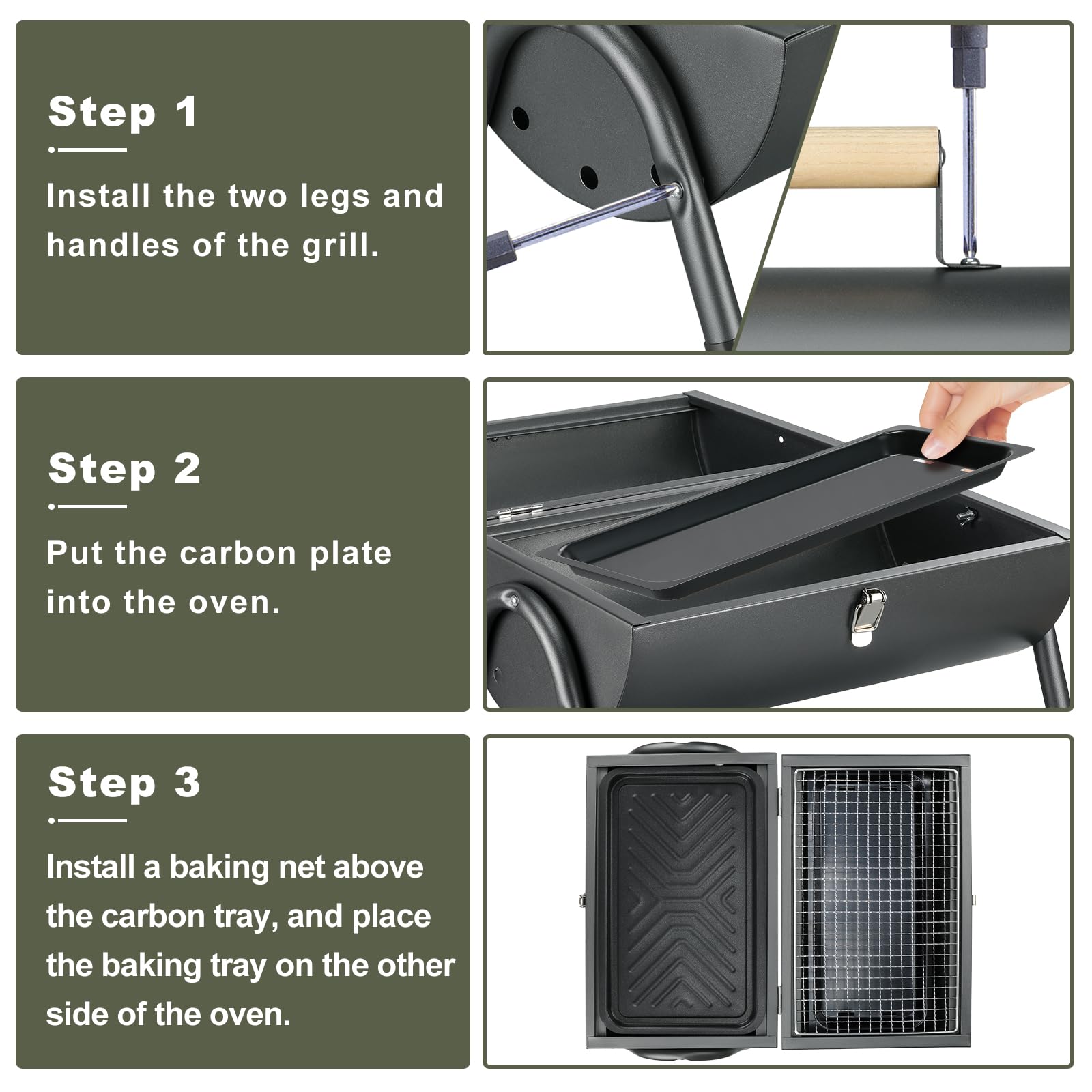 Portable Charcoal Grill - Compact 2-Side Carbon Mini Smoker BBQ for Outdoor Cooking, Camping, Picnics & Backyard | Perfect for Grilling Burgers, Steaks, Vegetables & Seafood | Ideal for Beach, Tailgating, RV Trips, Patio & Family Gatherings (Black) | Great for Small Spaces, Apartment Balconies & Quick Outdoor Meals | Best for Camping Trips, Backyard BBQs, Beach Parties & RV Adventures