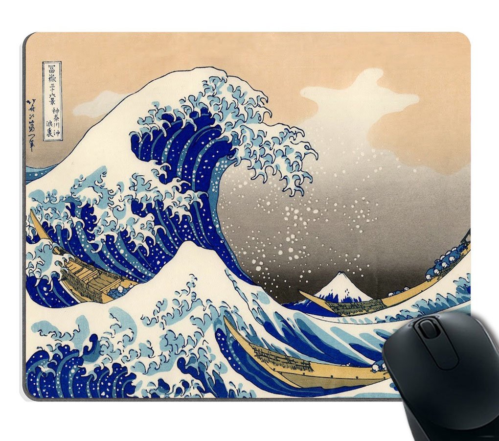 Smooffly The Great Wave Mouse Pad - Hokusai Art Print Non-Slip Rubber Gaming Mousepad - Perfect for Office, Home & PC Gaming Setup