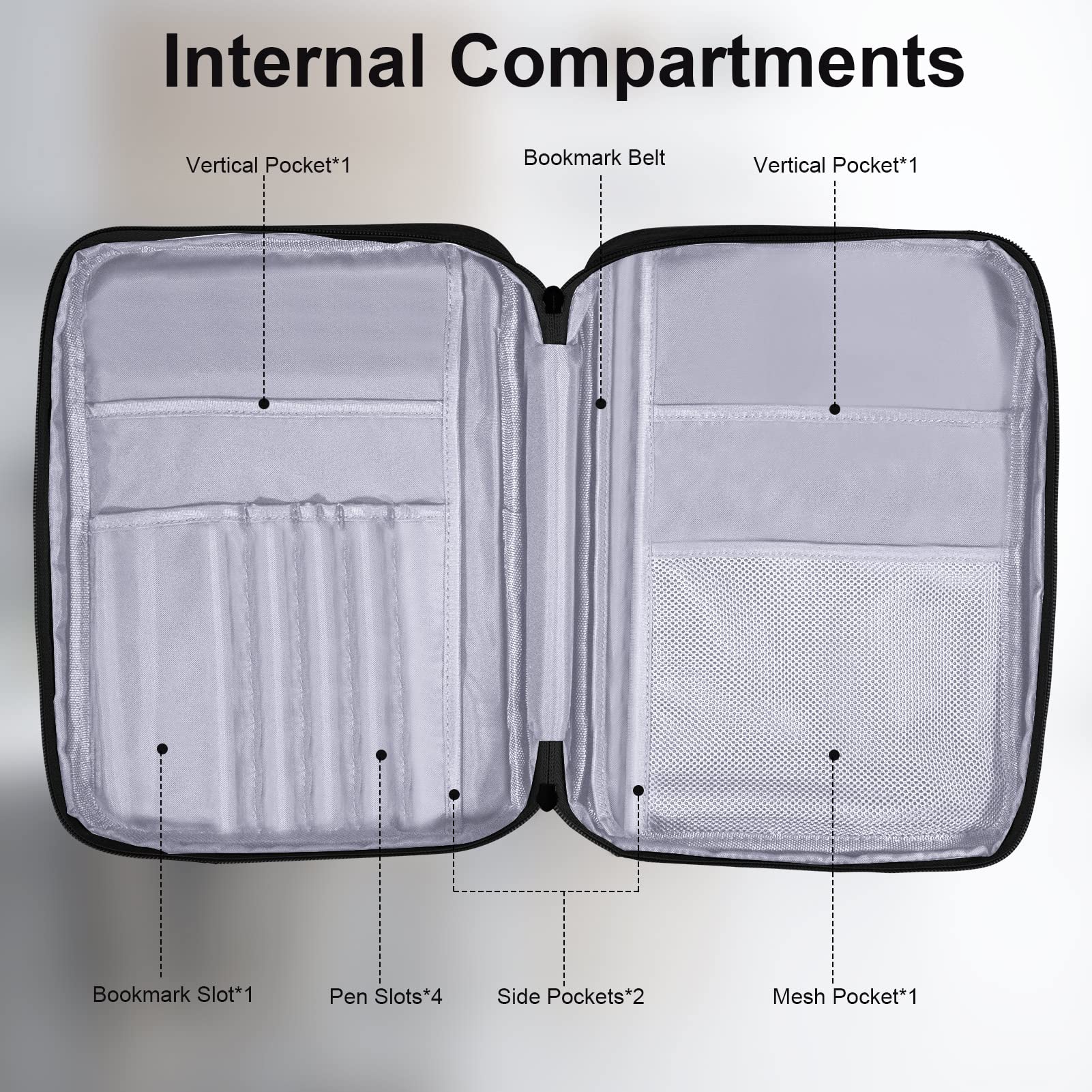 Premium Zippered Bible Cover for Men, Women & Kids - Durable Protective Bible Carrying Case with Handle & Adjustable Shoulder Strap - Perfect for Church, Travel & Daily Bible Study (Black)