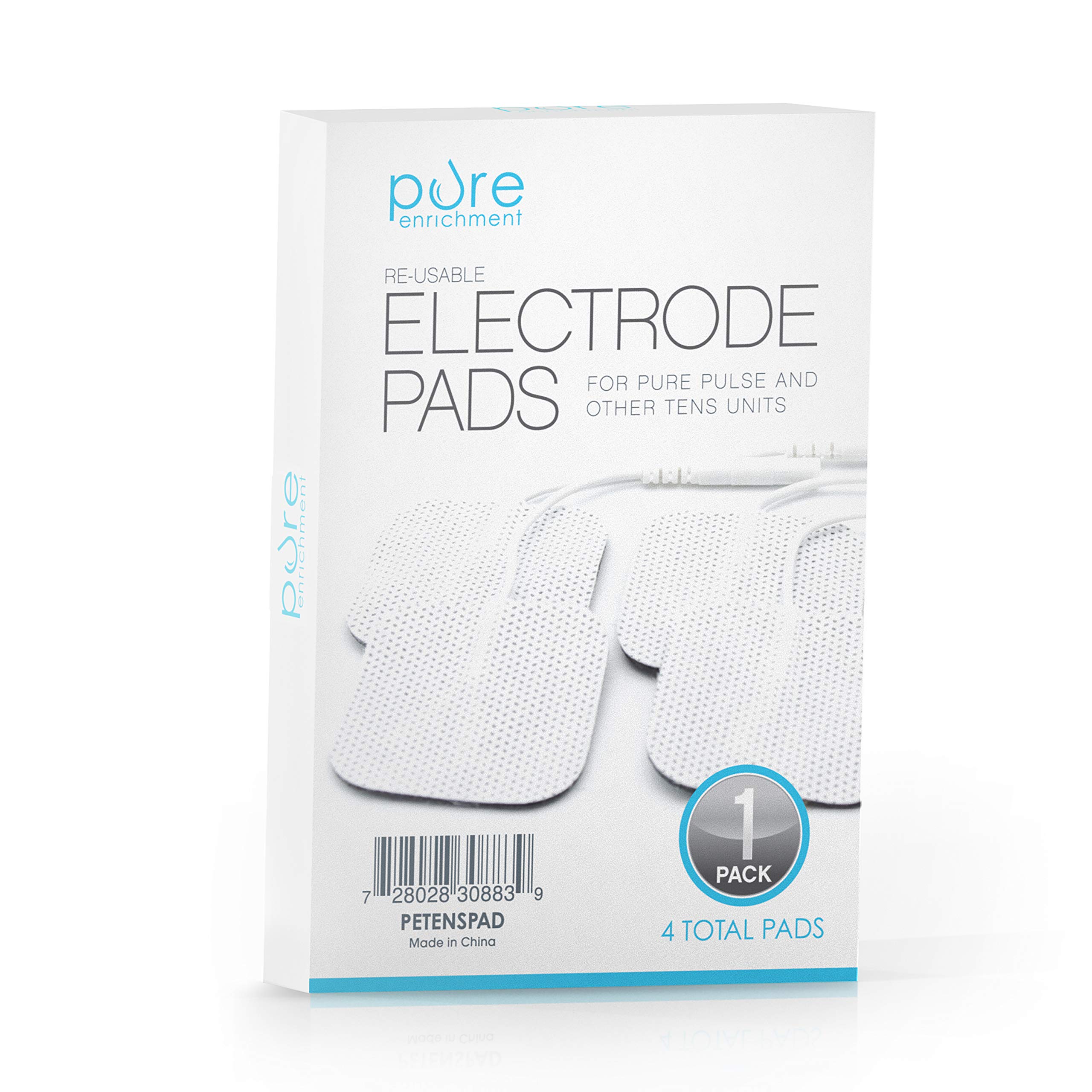 PurePulse TENS Unit Electrode Pads - 4 Pack Premium Self-Adhesive Replacement Pads for Muscle Pain Relief, Compatible with PurePulse & Most TENS Devices (Ideal for Back Pain, Neck Pain & Muscle Recovery After Workouts)