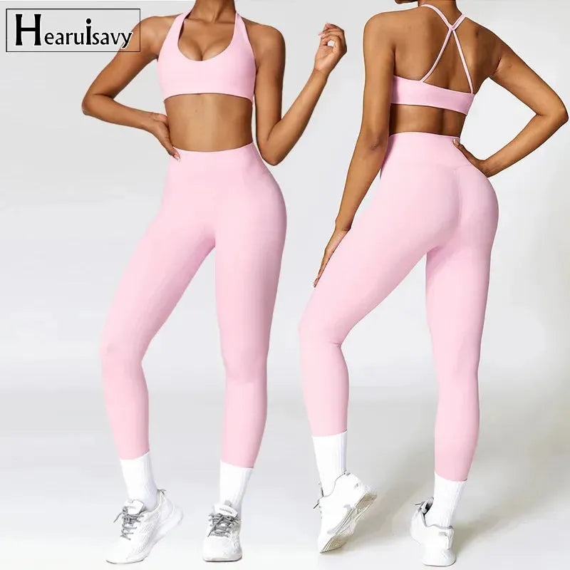 2-Piece Women's Workout Set - Breathable Sports Bra & Quick-Dry Yoga Outfit for Gym, Running & Fitness | Stylish Back Design Activewear