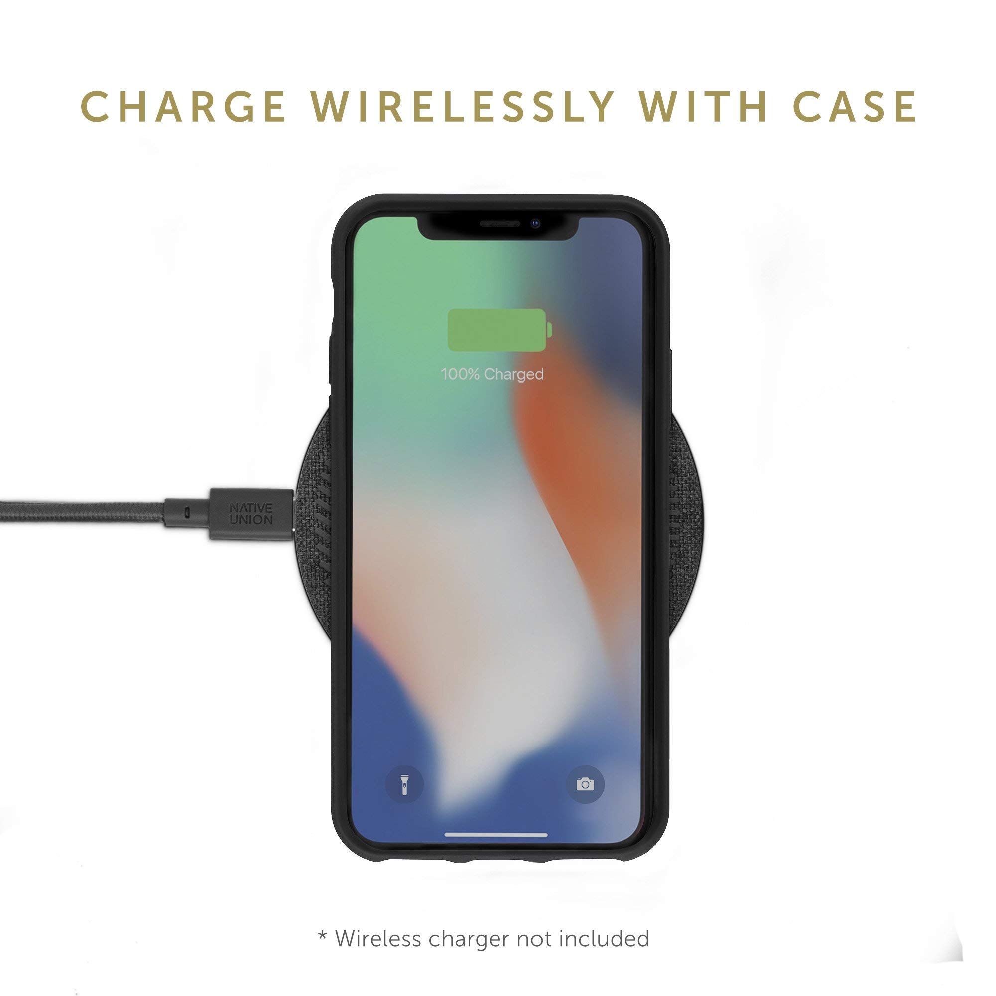 Native Union iPhone 11 Pro Max Bundle - Rose Marquetry Case with Wireless Charging Pad | Qi-Certified for iPhone & Compatible Devices | Perfect for Home, Office & Travel Charging