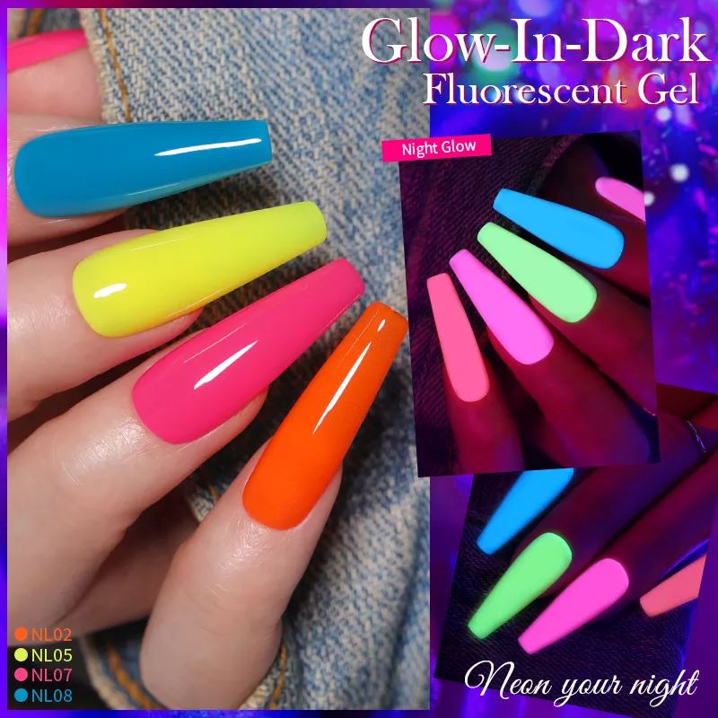 Glow in The Dark Nail Polish - Born Pretty Long-Lasting Fluorescent Gel Polish for UV/LED Lamps | Perfect for Night Parties, Halloween & Nail Art Designs