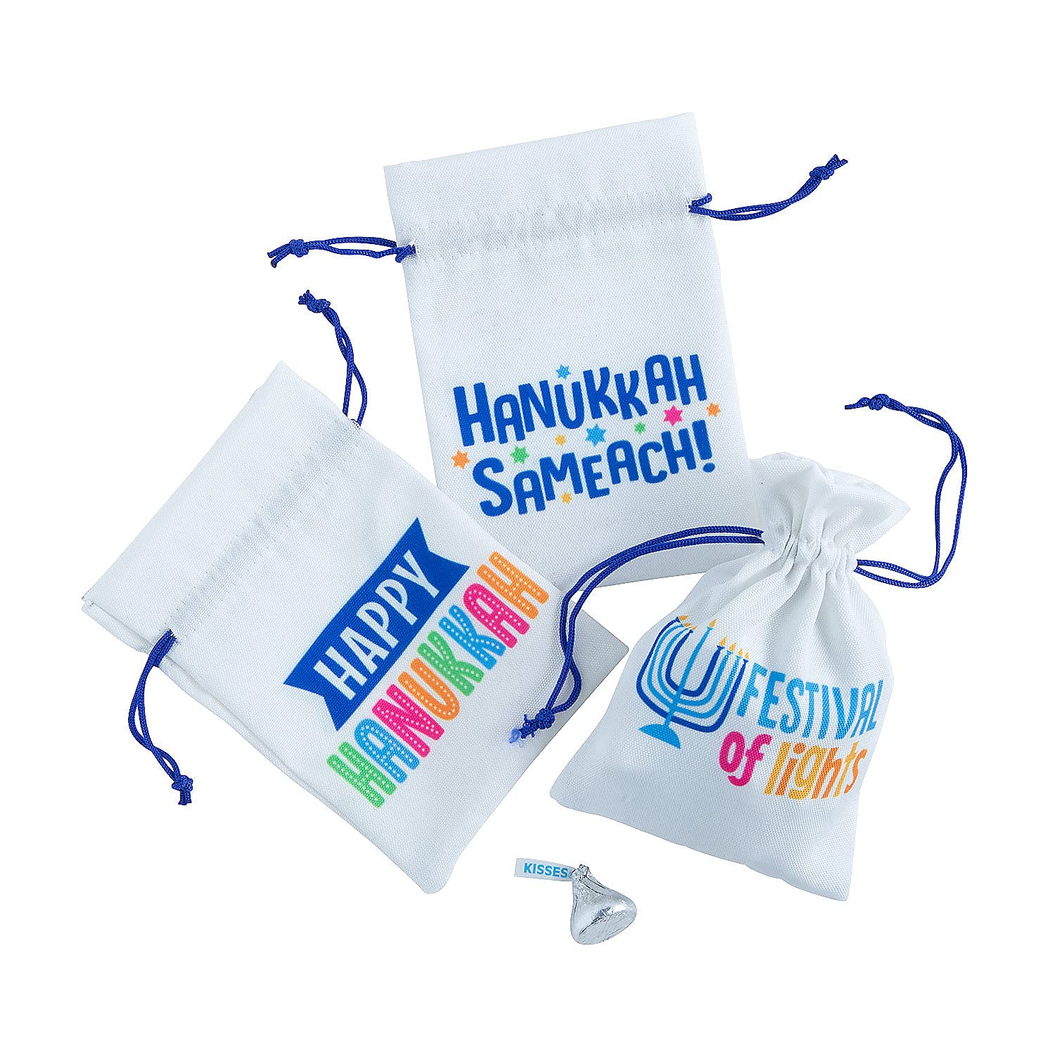Hanukkah Canvas Treat Bags - 12 Pack Reusable Party Favor Bags for Hanukkah Gifts, Candy, and Goodies - Perfect for Holiday Celebrations and Kids' Parties