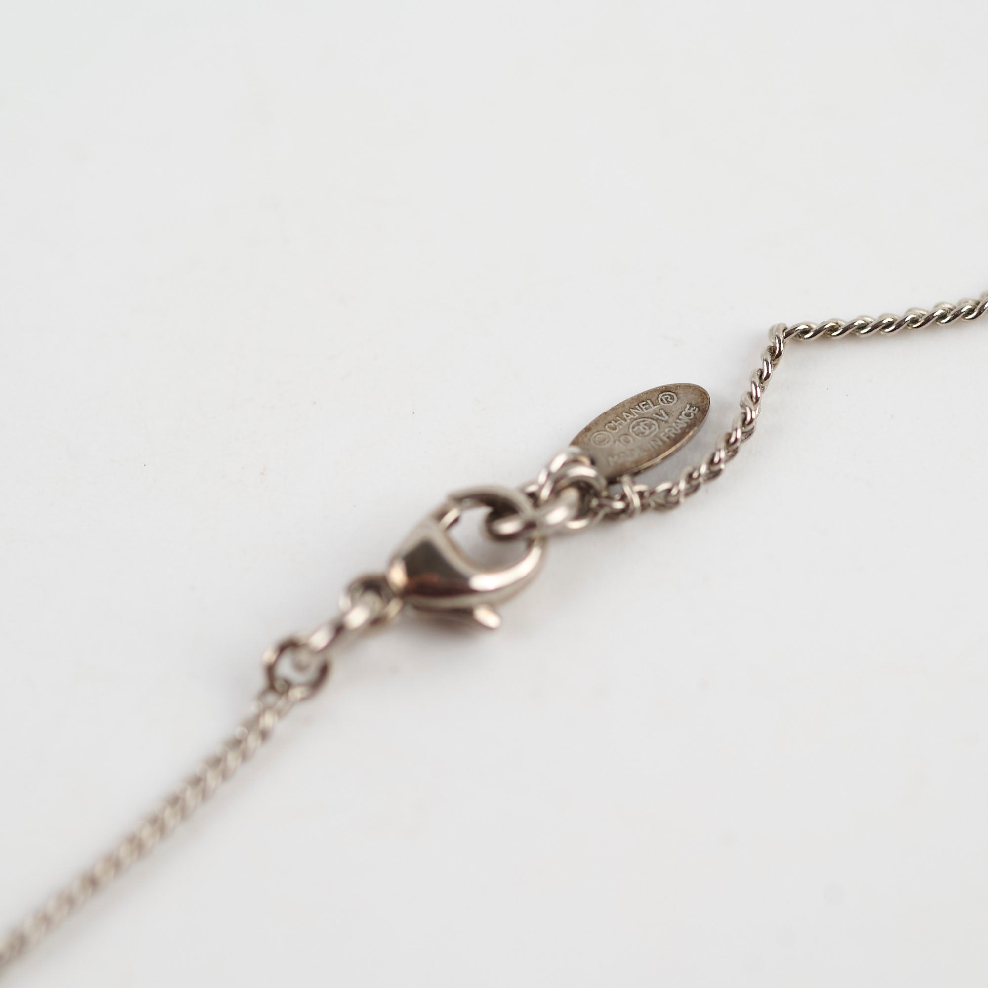 Chanel CC Logo Rhinestone Silver Necklace for Women - Elegant Costume Jewelry for Party, Wedding & Evening Wear