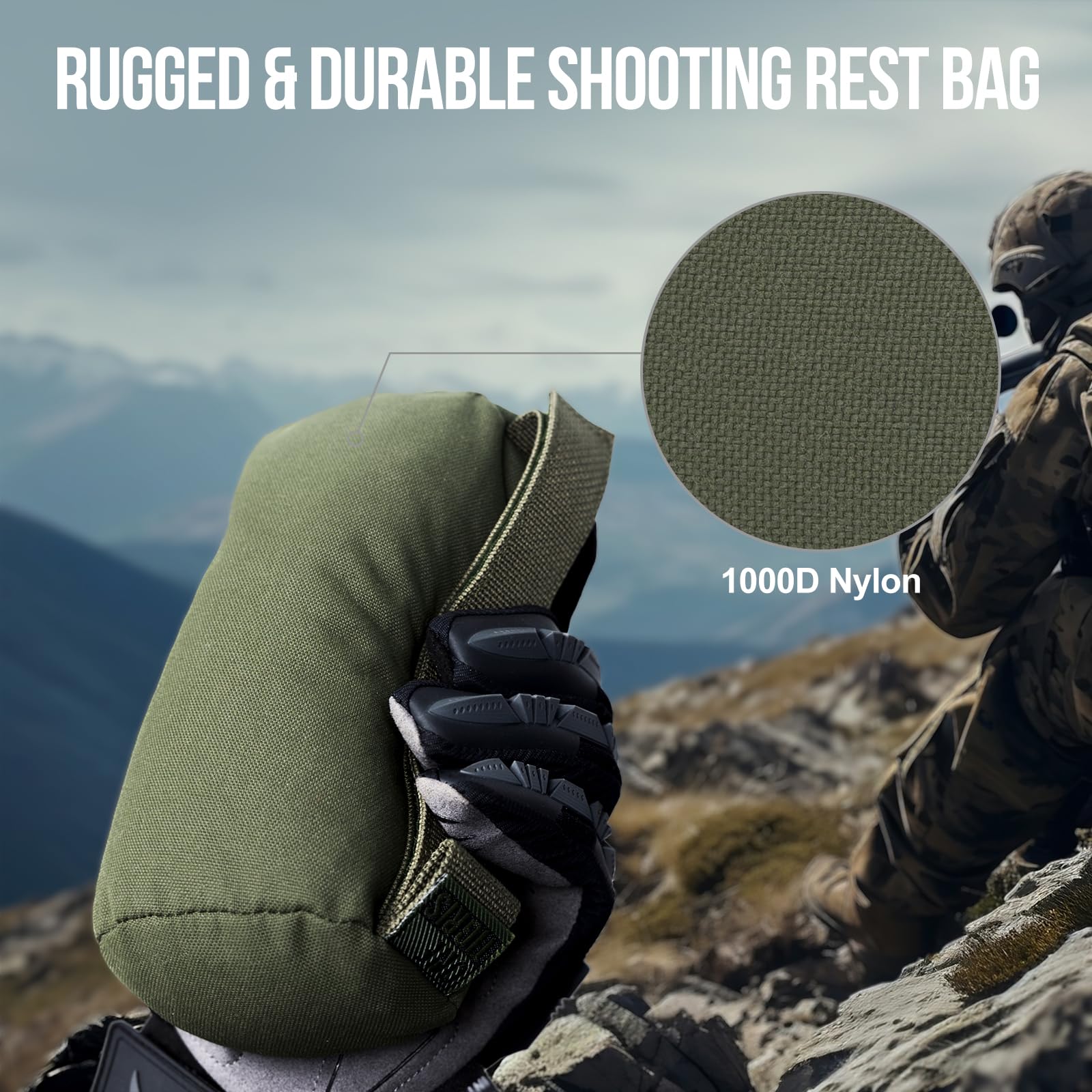 OneTigris Pre-Filled Shooting Rest Bag - Front & Rear Gun Support Sand Bags for Rifle Bench Rest, Hunting, and Outdoor Range Shooting | Durable Stand Holder for Precision Shooting and Target Practice