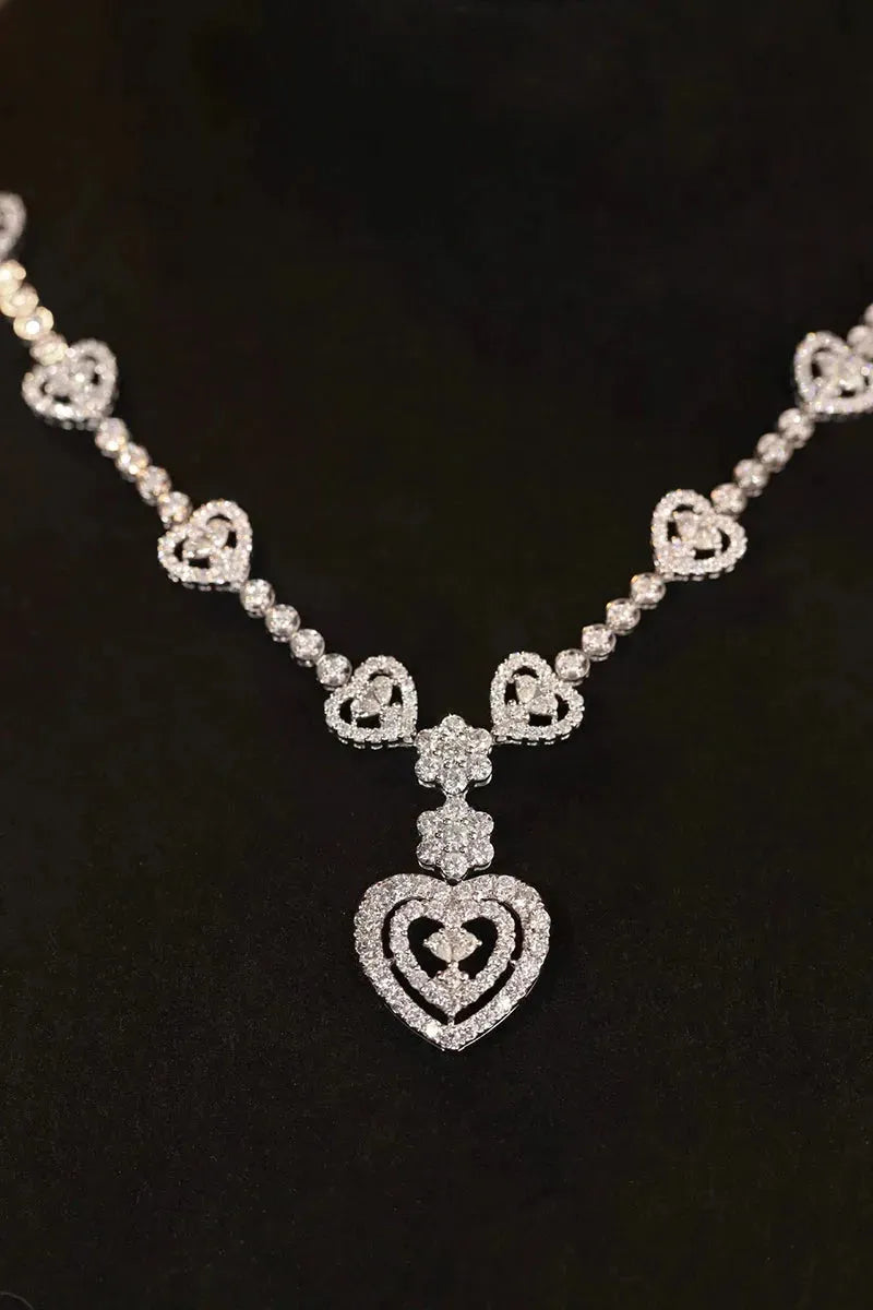 18K White Gold Heart Pendant Necklace with Real Natural Diamonds for Women - Elegant Romantic Jewelry for Parties, Weddings & Special Occasions