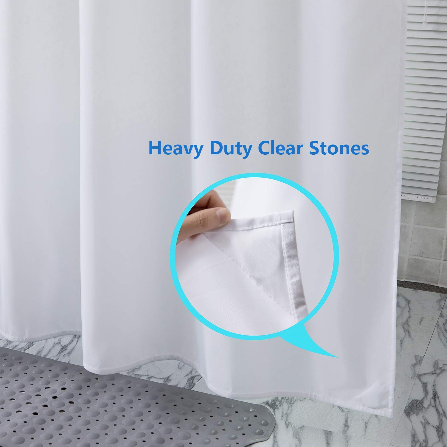 AmazerBath Plastic Shower Curtain with Rustproof Hooks - Waterproof Bathroom Decor for Bath Tub, Shower Stall and Spa (12 Hooks Included)