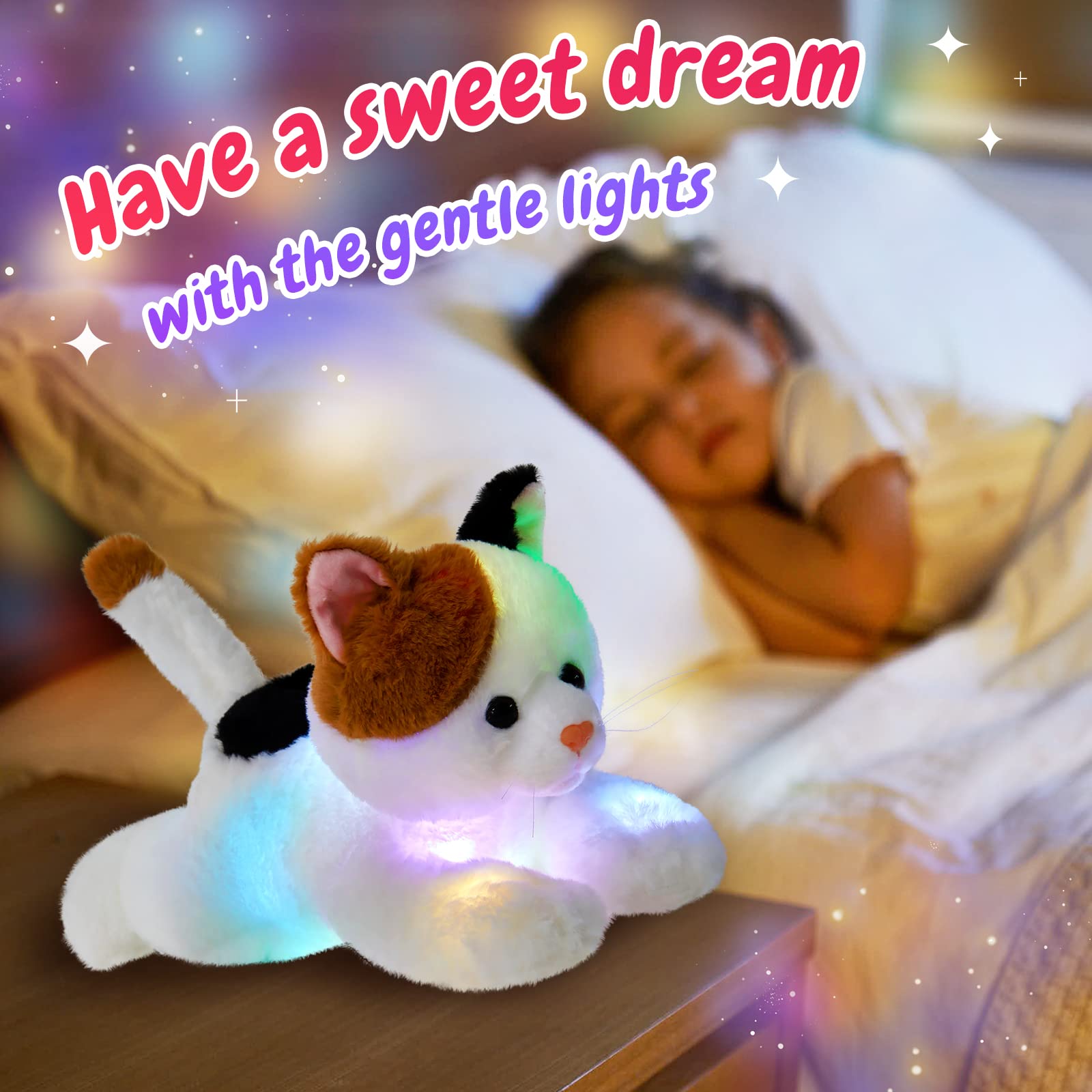 Glow Guards LED Light Up Calico Cat Stuffed Animal - 15
