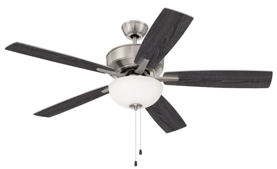Craftmade P211BNK5-52DWGWN 52-Inch Indoor Ceiling Fan with LED Light Kit, 5 Reversible Driftwood/Grey Walnut Blades, Brushed Nickel Finish - Perfect for Living Room, Bedroom, and Office Spaces