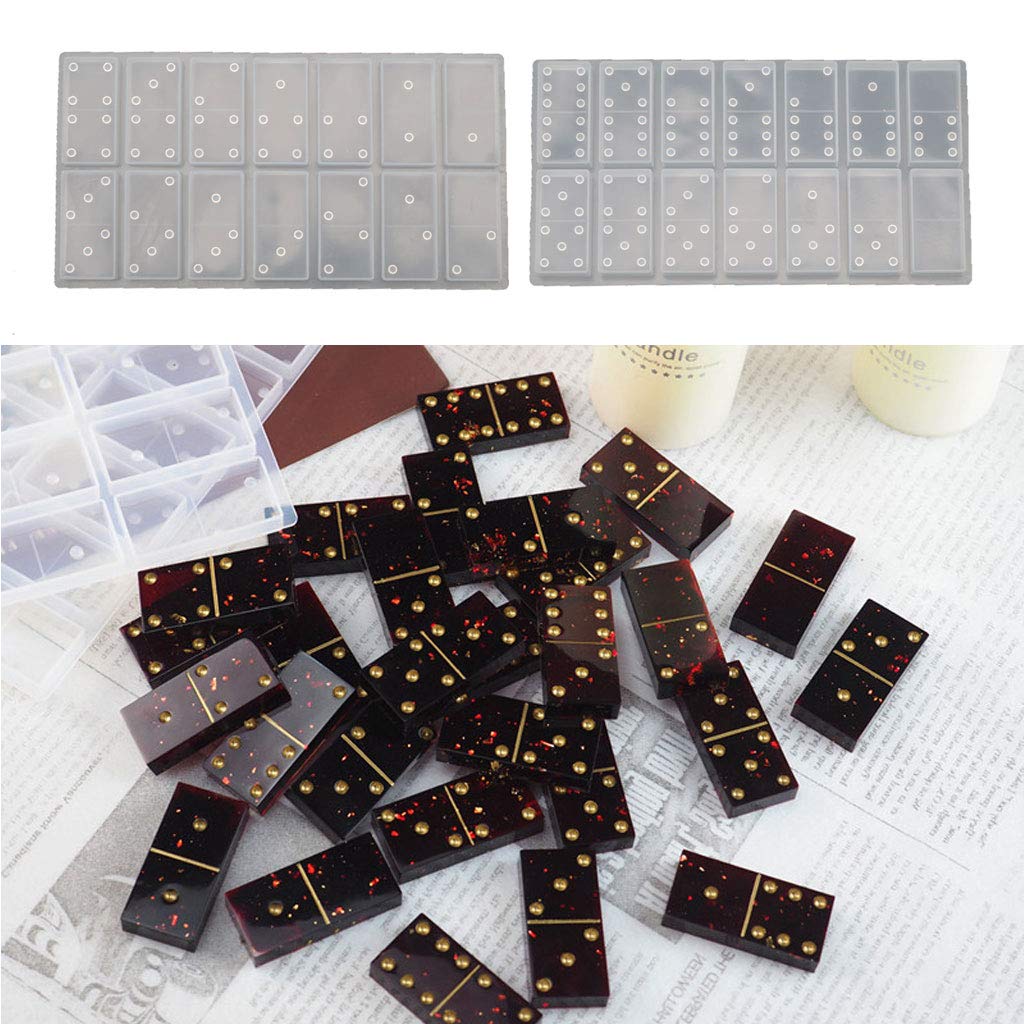 MENGSHI DIY Silicone Dominoes Molds Kit for Epoxy Resin Crafts - Casino Game Fun Art Supplies for Home Decor and Party Activities