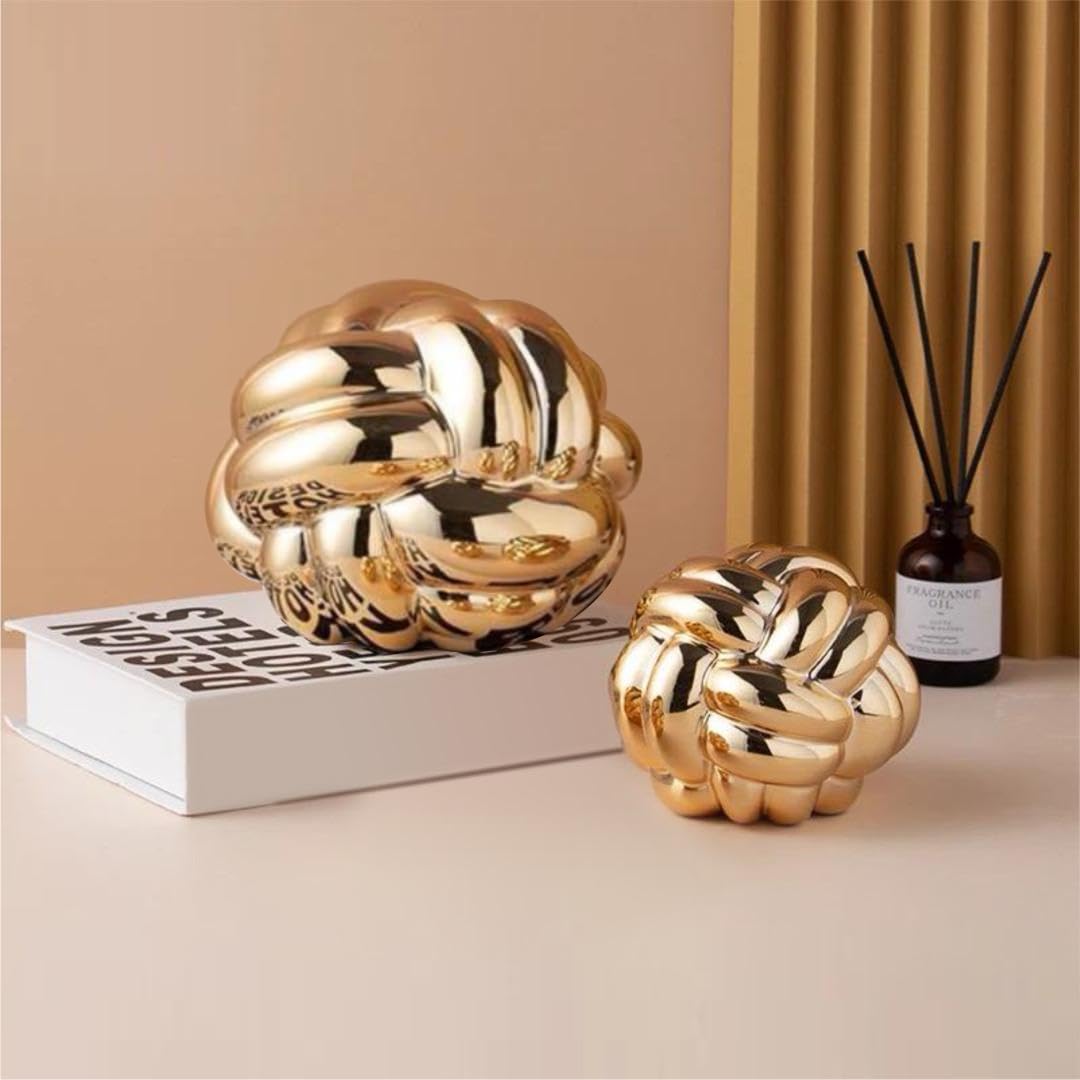 EdensDECOR XL Gold Knot Decorative Piece for Coffee Table Books, Bookshelf Decor, Home & Shelf Styling - Perfect for Living Room, Office & Gift Giving