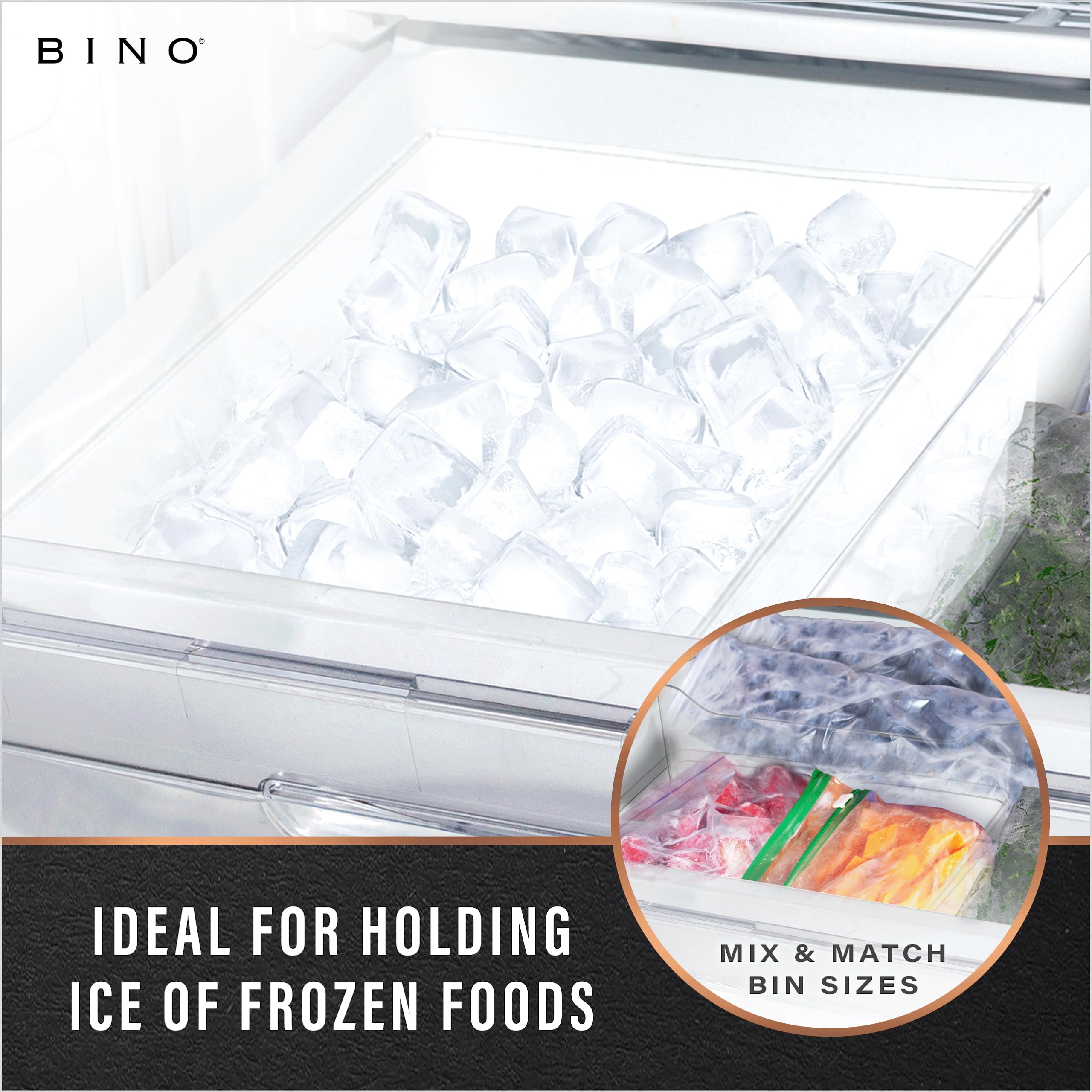 BINO Plastic Storage Bins - Medium Deep Clear Organizer Containers for Kitchen Pantry, Freezer & Home Organization | Multipurpose Storage Solutions for Closet, Office & Kids Room | THE HANDLER COLLECTION