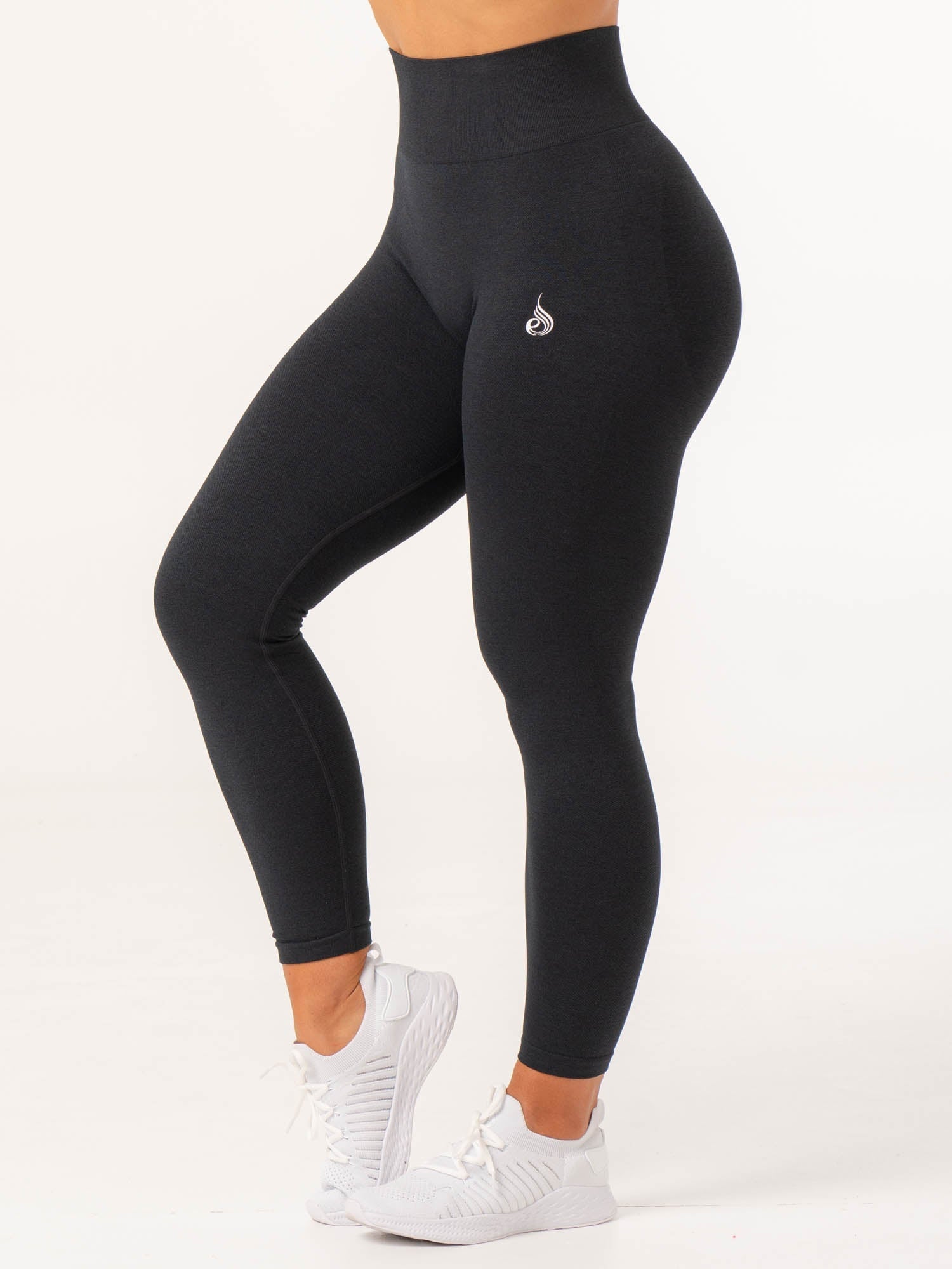 Contour Seamless Leggings for Women - High Waist Yoga Pants, Tummy Control Workout Leggings in Black Marl | Perfect for Yoga, Gym, Running & Everyday Wear