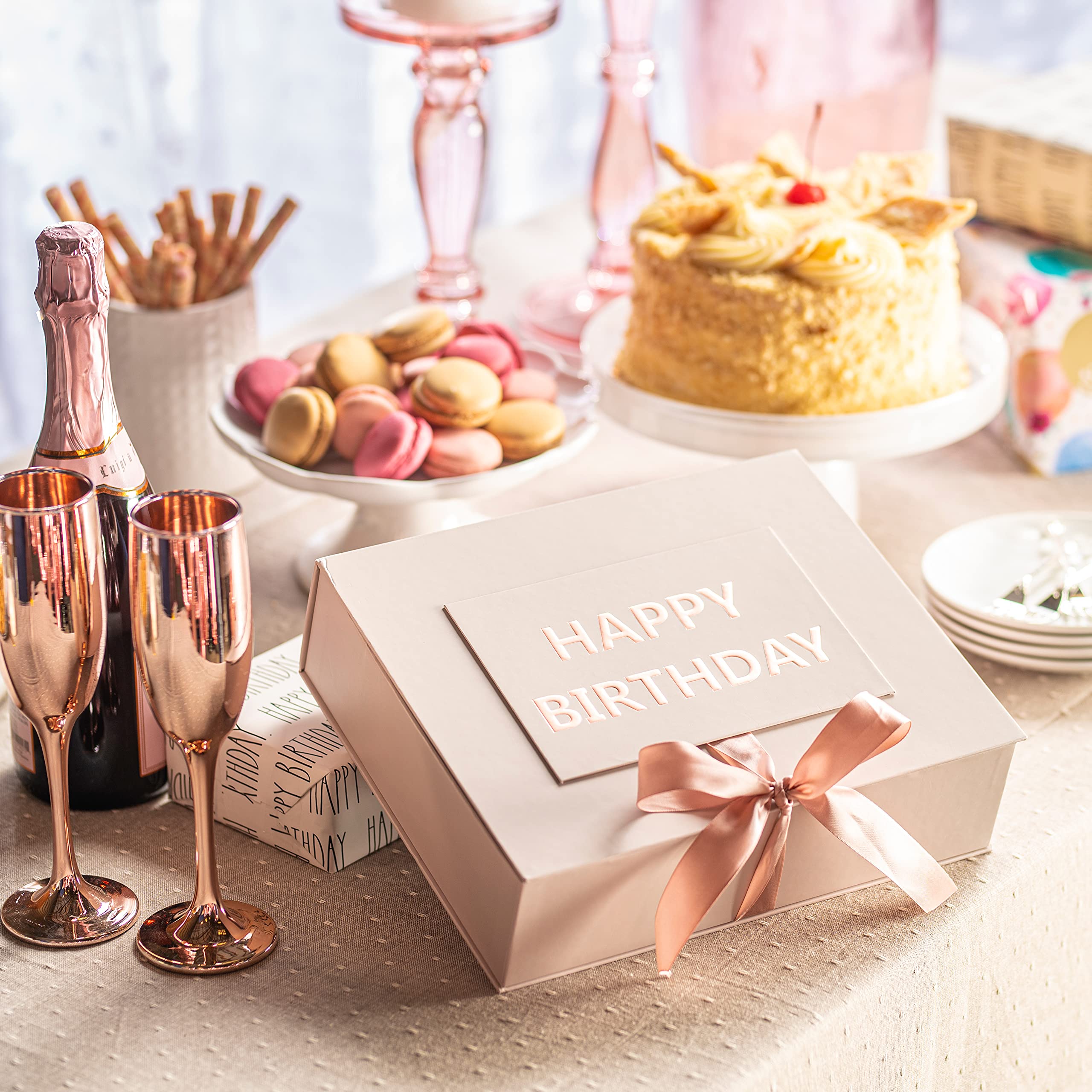 Luxury Birthday Spa Gift Box for Women - Vitamin E Bath Essentials, Aromatherapy Diffuser, Scented Candle & Sterling Silver CZ Heart Necklace - Perfect Birthday Gifts for Her, Mother's Day or Anniversary - Relaxing Self-Care & Pampering Gift Set