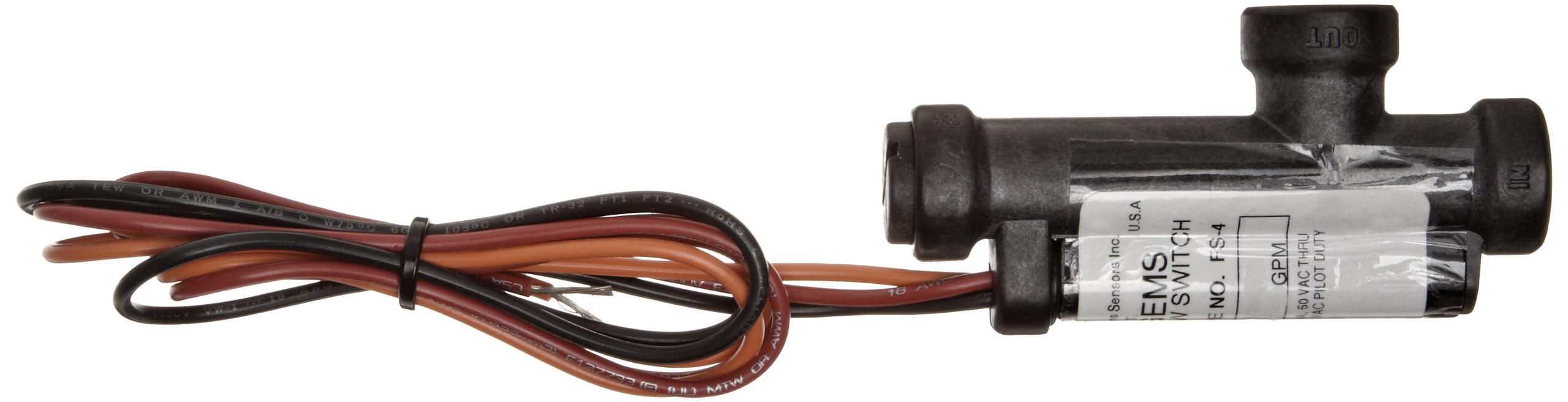 Gems Sensors FS-4 Series Ryton Flow Switch - Elbow Piston Type SPDT Switch with 0.75 GPM Flow Setting, 9/16
