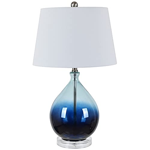 Evolution by Crestview Collection Tasia Ombre Glass Table Lamp in Blue - Modern Home Decor for Living Room, Bedroom & Office Lighting