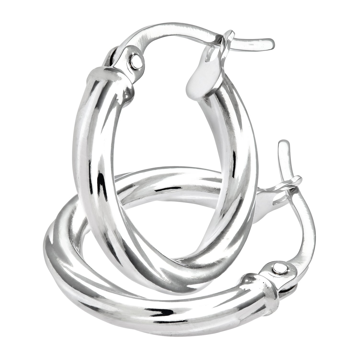 9ct White Gold Hoop Earrings for Women - Elegant Circular Earrings with High Polish Finish - Perfect for Everyday Wear, Parties & Special Occasions - By Elegano