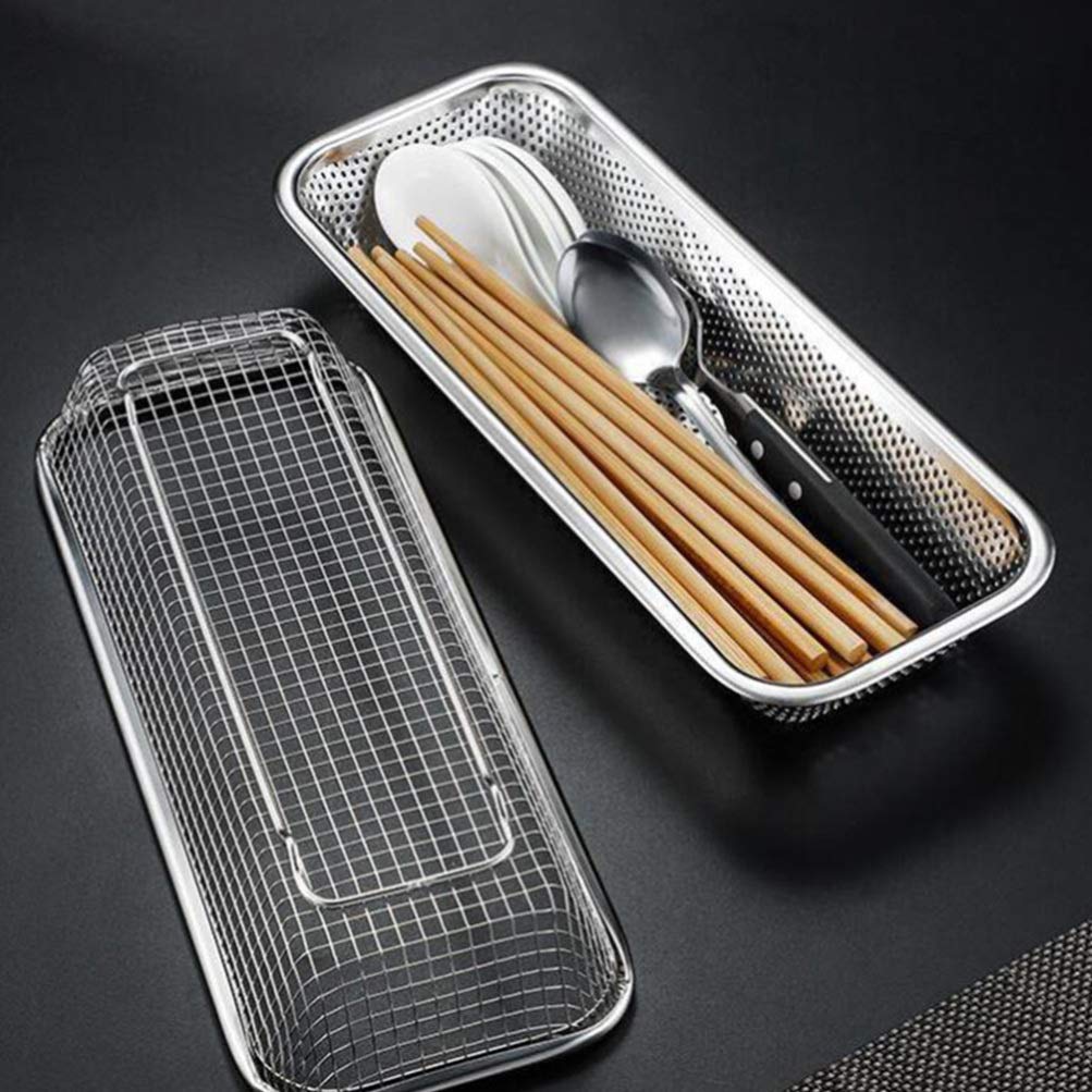 DOITOOL Mesh Silverware Tray Organizer for Kitchen Drawer - Stainless Steel Cutlery & Utensil Storage Solution - Perfect for Organizing Forks, Spoons, Knives in Home, Office or Bathroom - Space Saving Kitchen Accessory (Silver, 1-Pack) - Ideal for Meal Prep, Entertaining & Daily Use