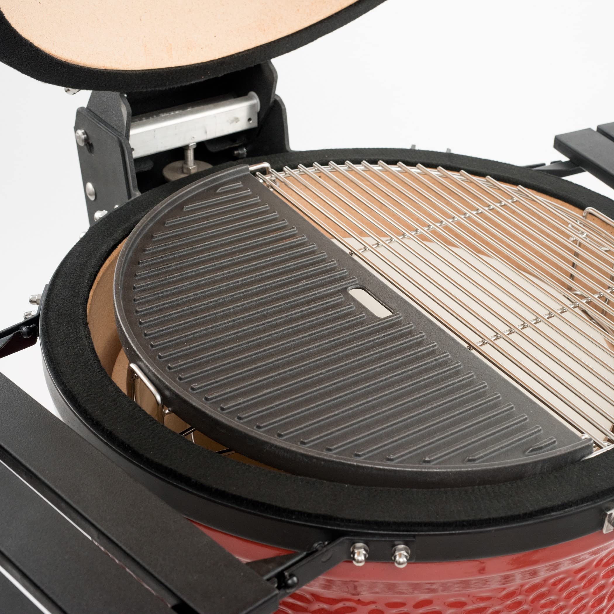 Kamado Joe Classic Joe Half Moon Cast Iron Cooking Grate & Reversible Griddle Bundle - Perfect for Grilling, Smoking, and Outdoor Cooking